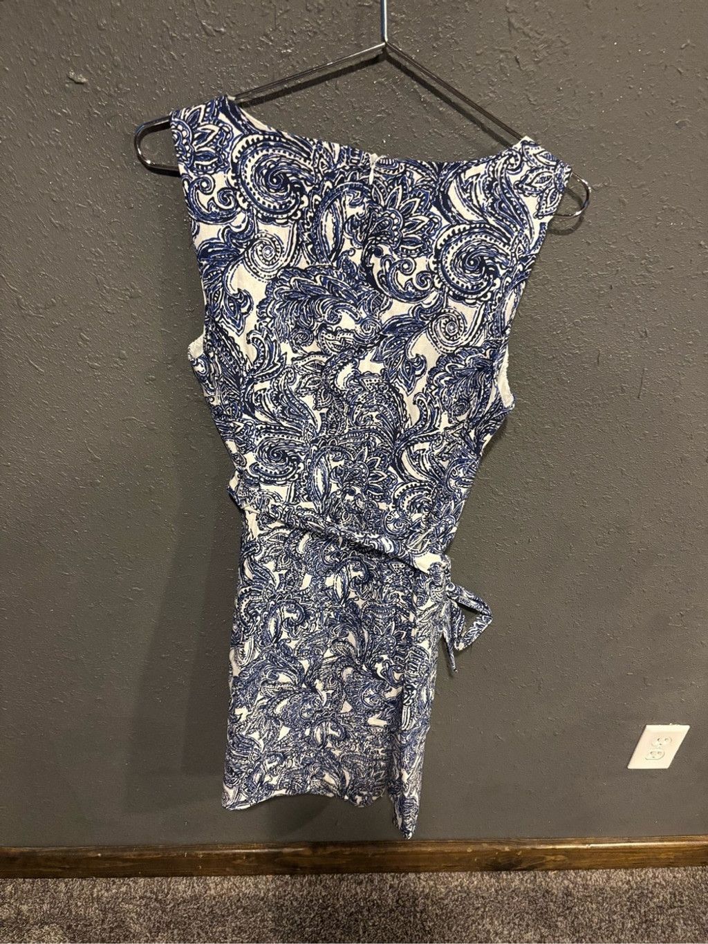 Anne Klein Anne Klein Blue and White Paisley Sleeveless Dress Size XL / US 12-14 / IT 48-50 - 4 Thumbnail