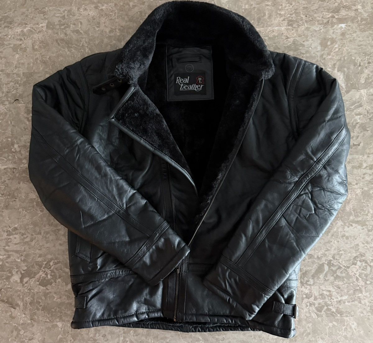 Vintage Vintage Leather Sherpa B3 Flight Bomber Jacket Size US S / EU 44-46 / 1 - 2 Thumbnail