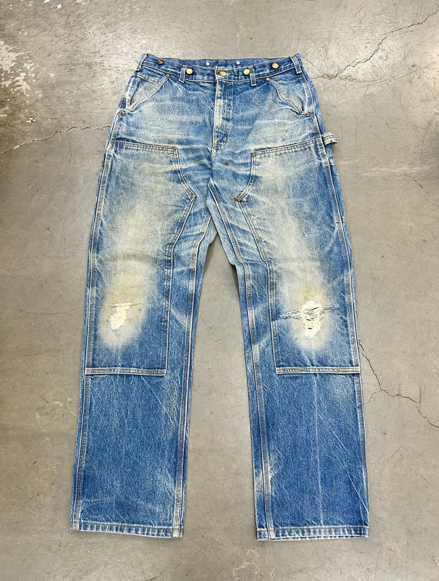 Vintage Vintage Carhartt B07 Denim Double Knee Pants Size US 34 / EU 50 - 1 Thumbnail