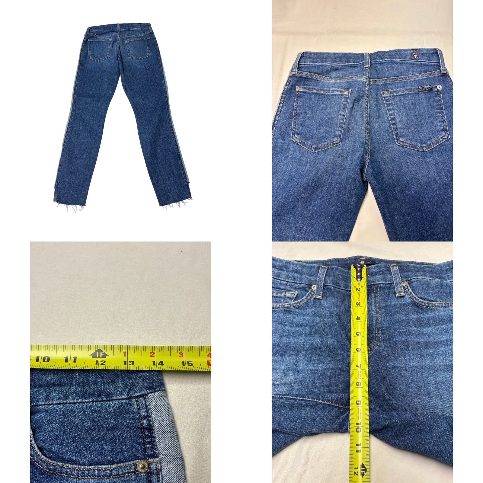 7 For All Mankind 7 For All Mankind Skinny Jeans Blue Medium Wash Side Stripe 27 Inseam 26 Waist Womens 28x27 Crop Raw Hem Size 26" / US 2 / IT 38 - 8 Thumbnail