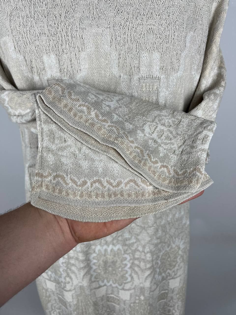 Designer Ivko Ornament Pattern Long Cardigan Off-White Size 38 (0478) Size M / US 6-8 / IT 42-44 - 6 Thumbnail