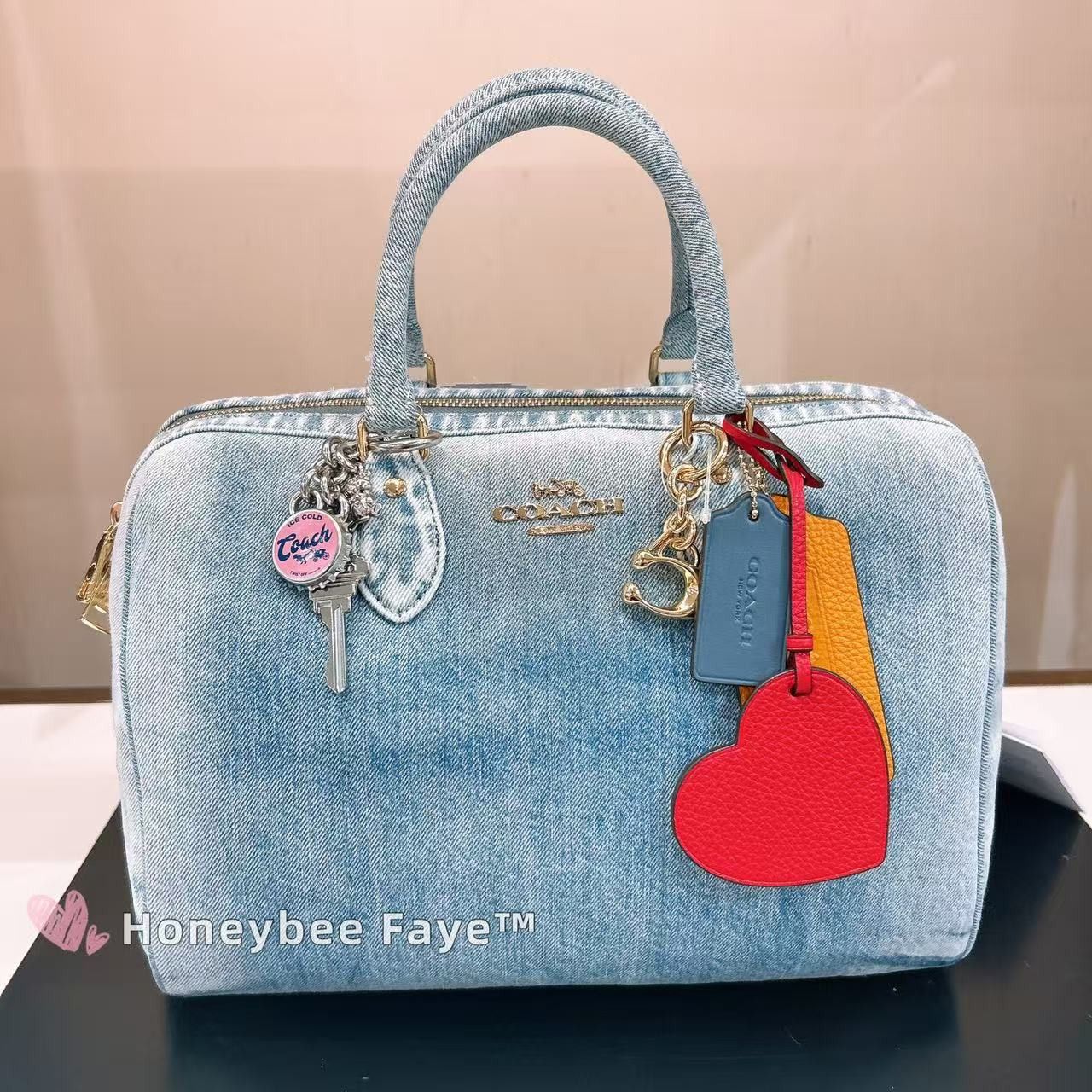 Coach Rowan Large Satchel Bag In Loved Denim With Charms CDY75 Size ONE SIZE - 1 Thumbnail