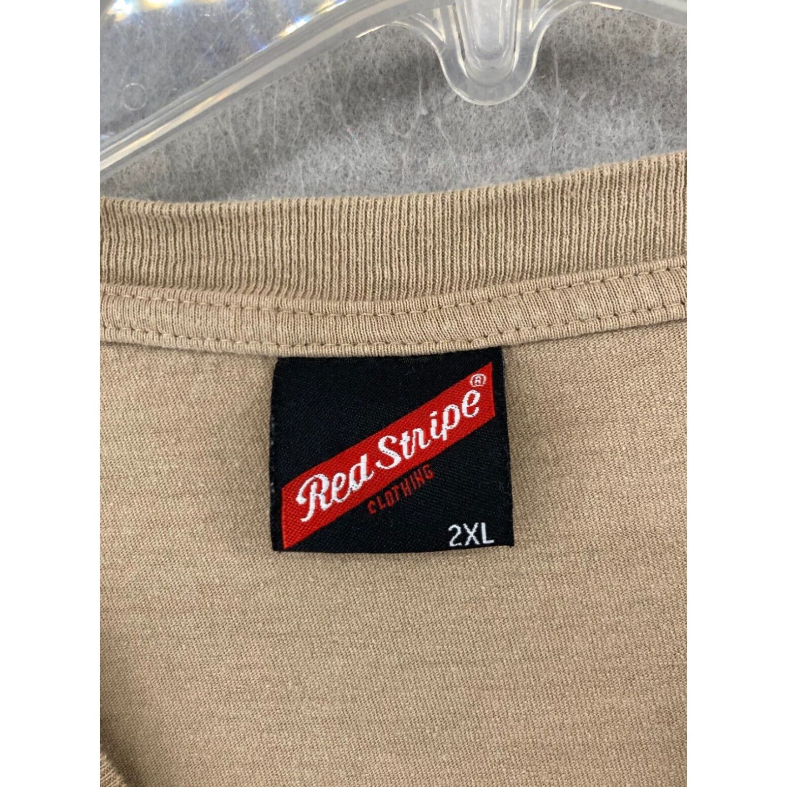Vintage Red Stripe Shirt Beige 2XL Mens Striped Crew Neck Short Sleeve T-Shirt Coffee Jamaica Beer Theme Vintage No Size US XXL / EU 58 / 5 - 5 Thumbnail