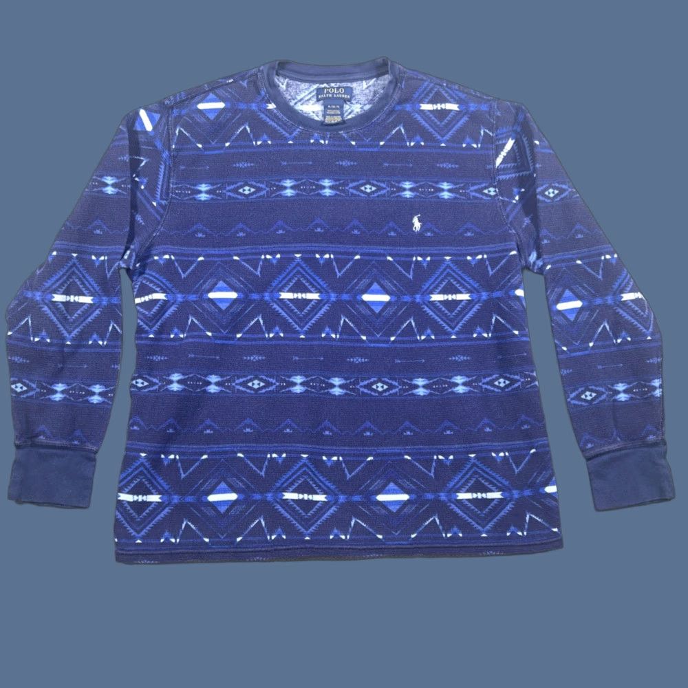 Ralph Lauren Polo Ralph Lauren Blue Aztec Thermal XL Blue Long Sleeve Pullover Size US XL / EU 56 / 4 - 1 Thumbnail