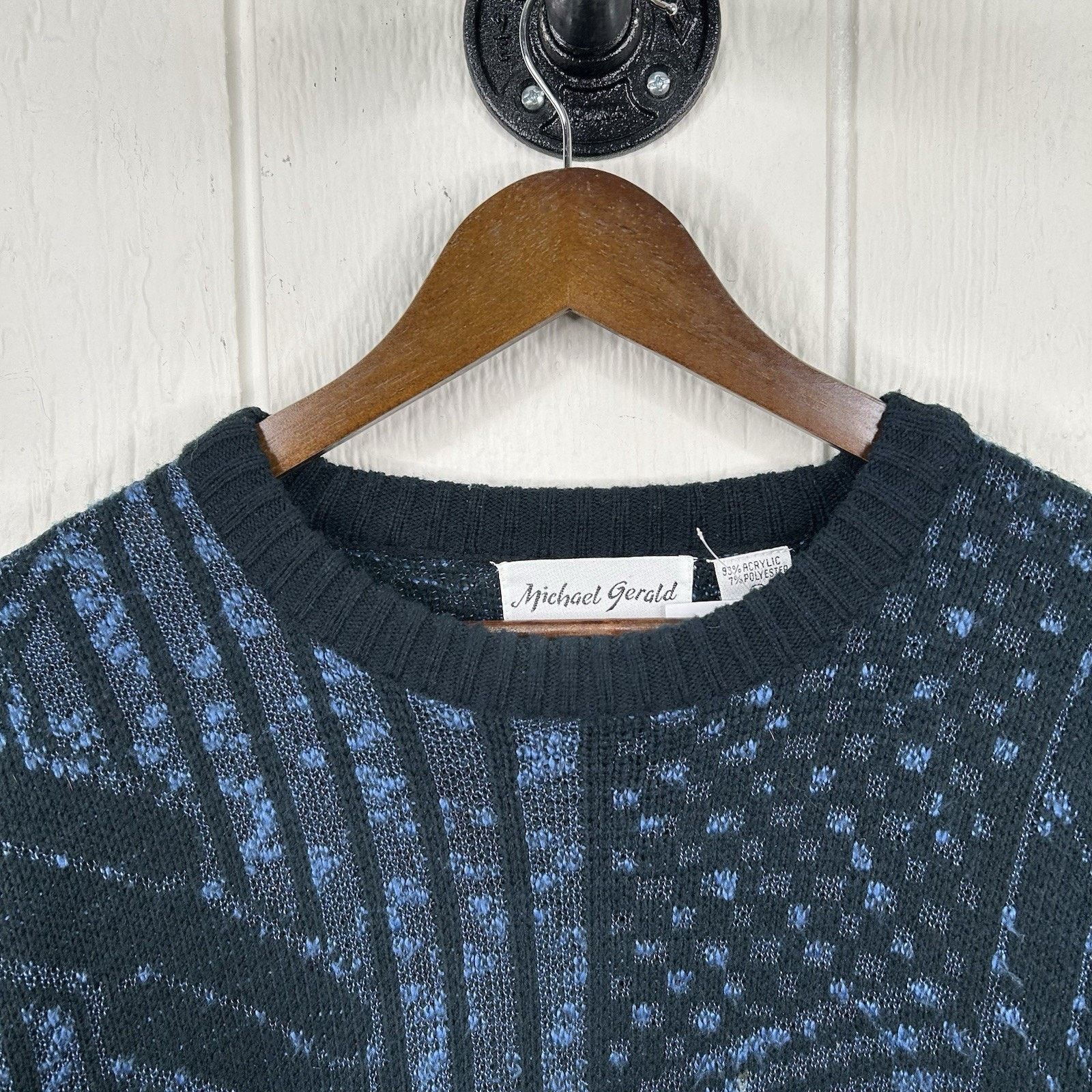 & Other Stories Vintage 90's Michael Gerald Navy & Black Knit Sweater Medium Size US S / EU 44-46 / 1 - 3 Thumbnail