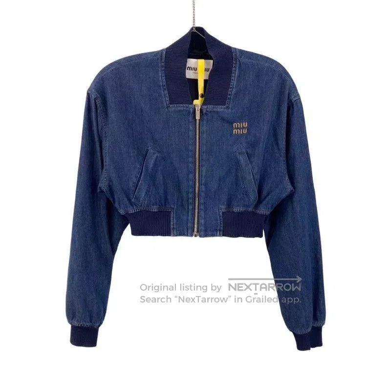 Miu Miu Miumiu 23SS Blue Embroidered Denim Jacket. Size US XS / EU 42 / 0 - 1 Thumbnail