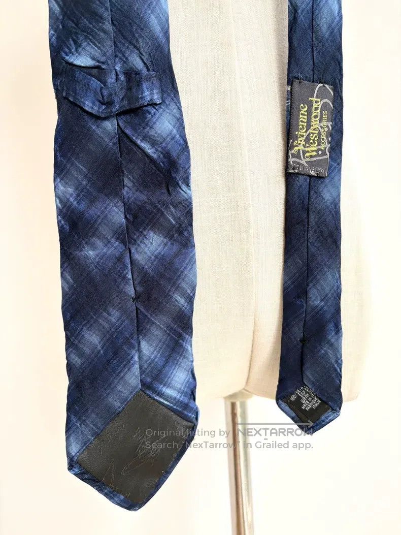 Vivienne Westwood Vivienne Westwood Blue Plaid Saturn Planet Embroidered Tie Size ONE SIZE - 7 Thumbnail
