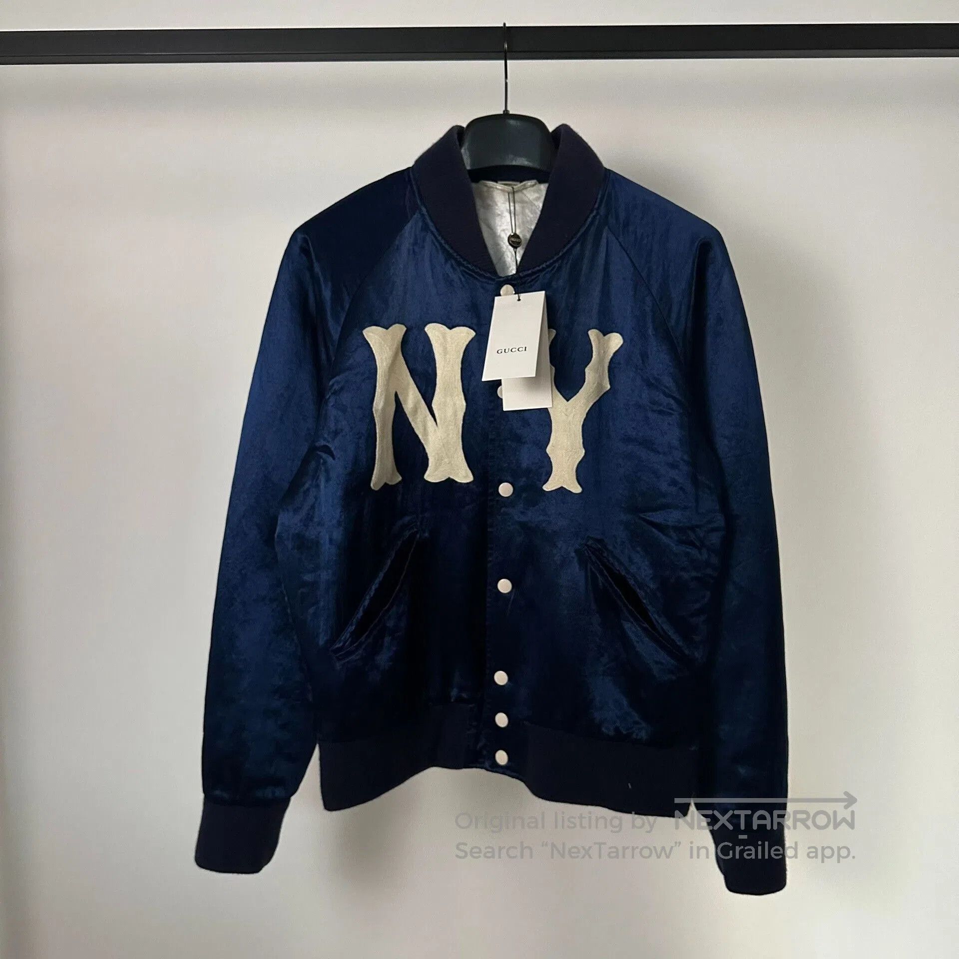 Gucci gucci blue silk baseball jacket for men. Size US M / EU 48-50 / 2 - 1 Thumbnail