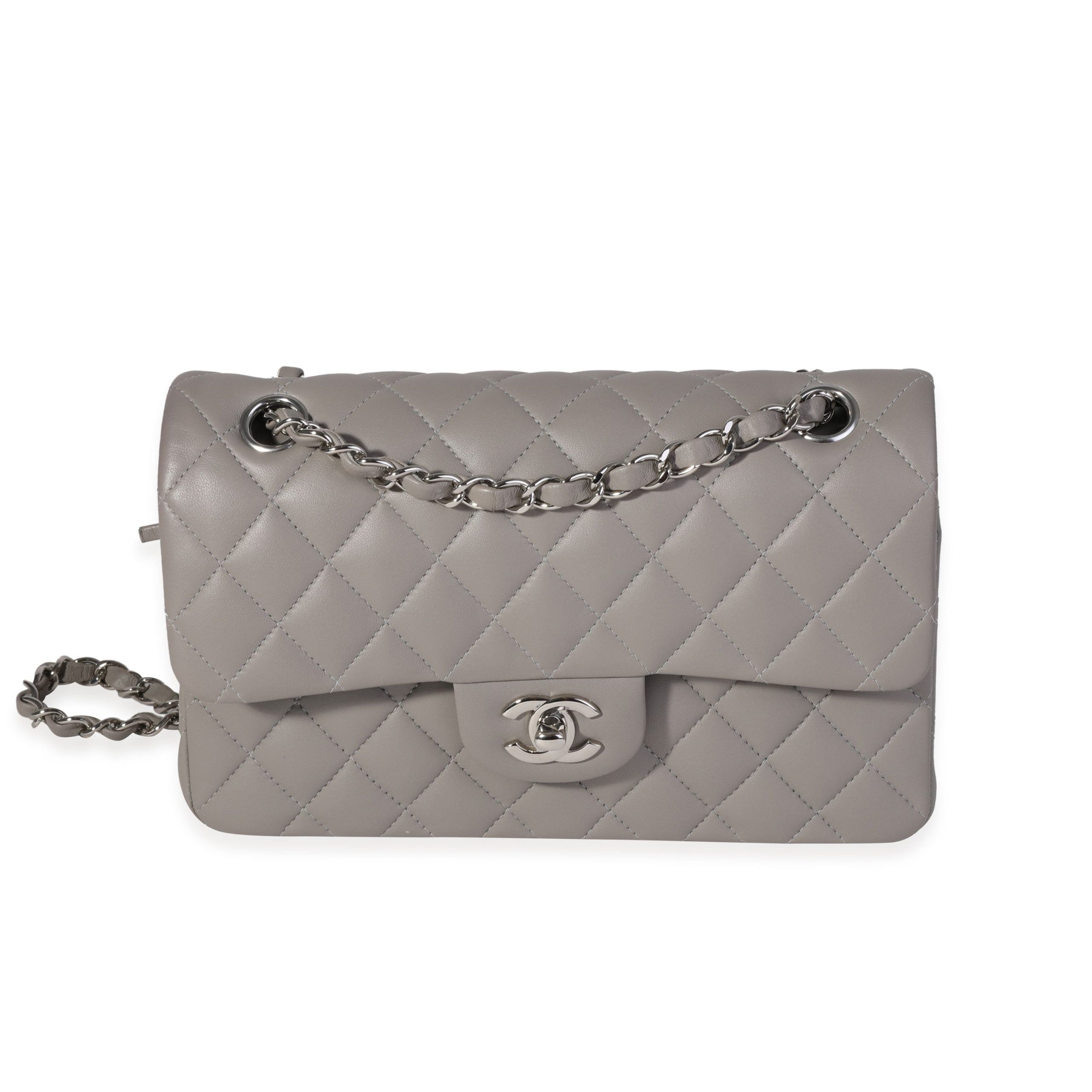 Chanel Chanel Grey Quilted Lambskin Small Classic Double Flap Bag Size ONE SIZE - 1 Preview