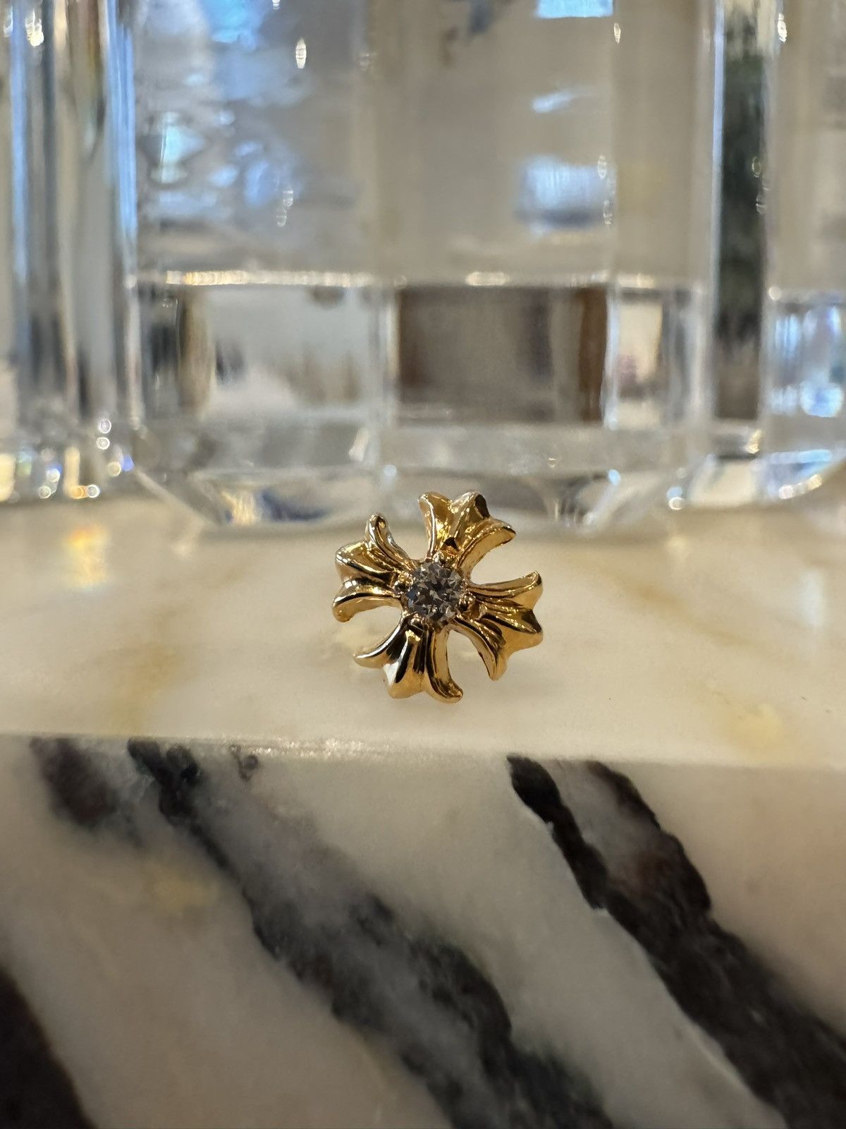 Chrome Hearts Chrome Hearts 22k Yellow Gold Diamond Plus Stud Earring Size ONE SIZE - 2 Thumbnail