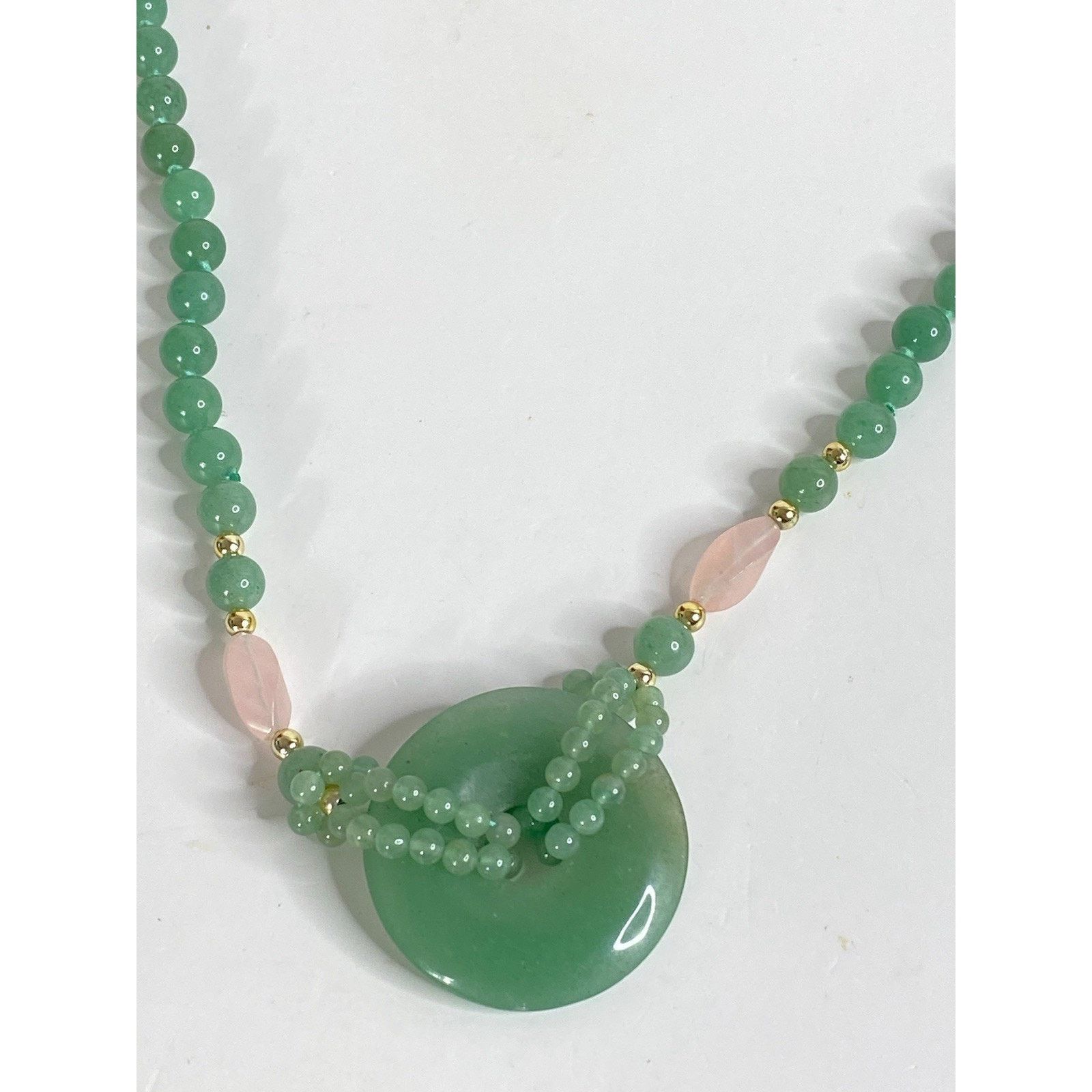 The Unbranded Brand VTG Statement 8mm Green Jade Bead & Rose Quartz 30" Necklace Size ONE SIZE - 6 Thumbnail