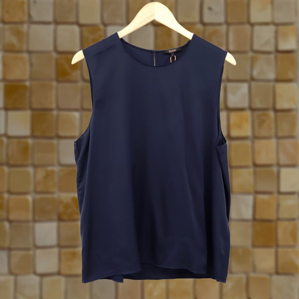 Quince Quince Tank Women Black L Silk Spandex Stretch Machine Washable Basic Sleeveless Scoop Neck Size L / US 10 / IT 46 - 1 Thumbnail
