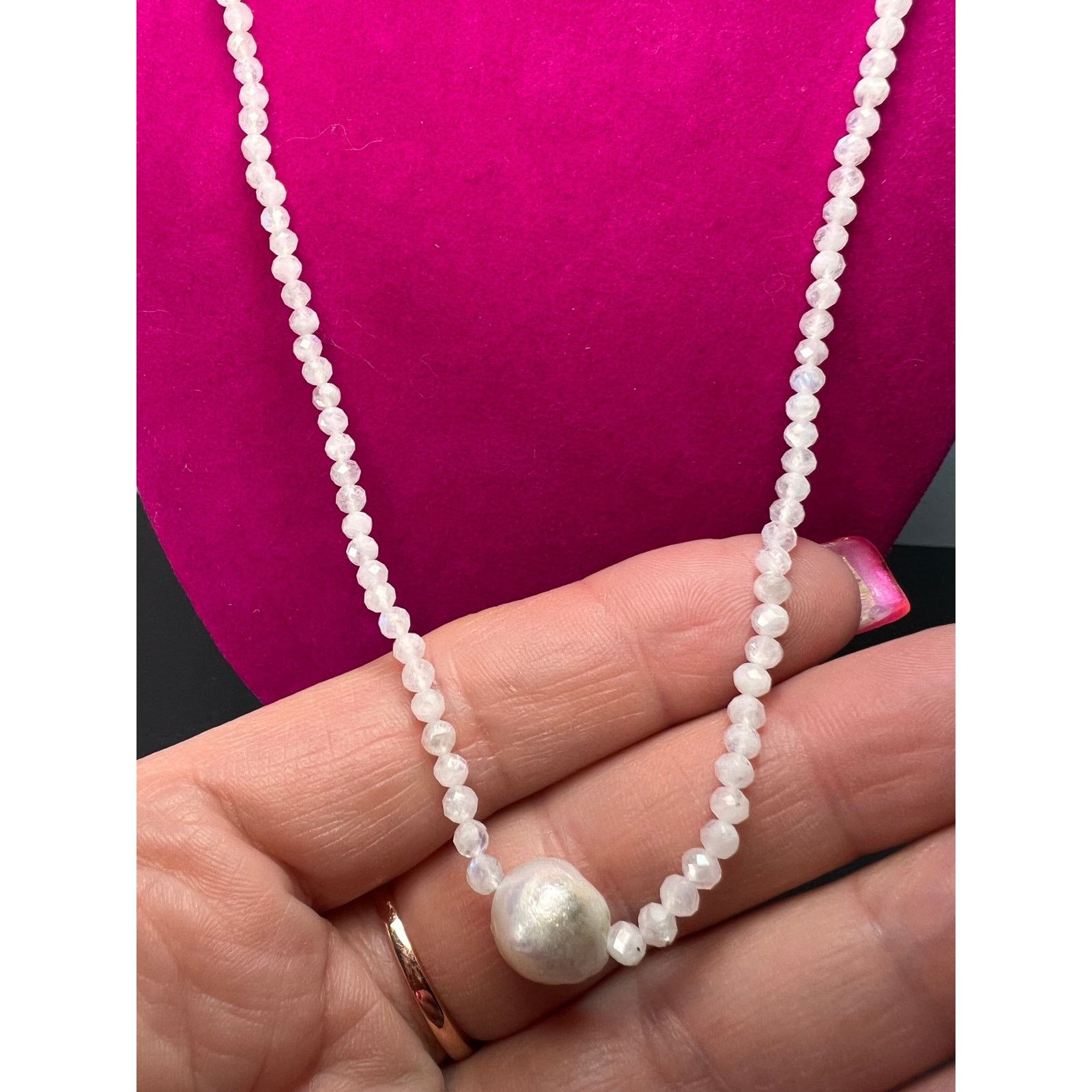Other Rainbow moonstone and pearl necklace with sterling clasp Size ONE SIZE - 2 Thumbnail