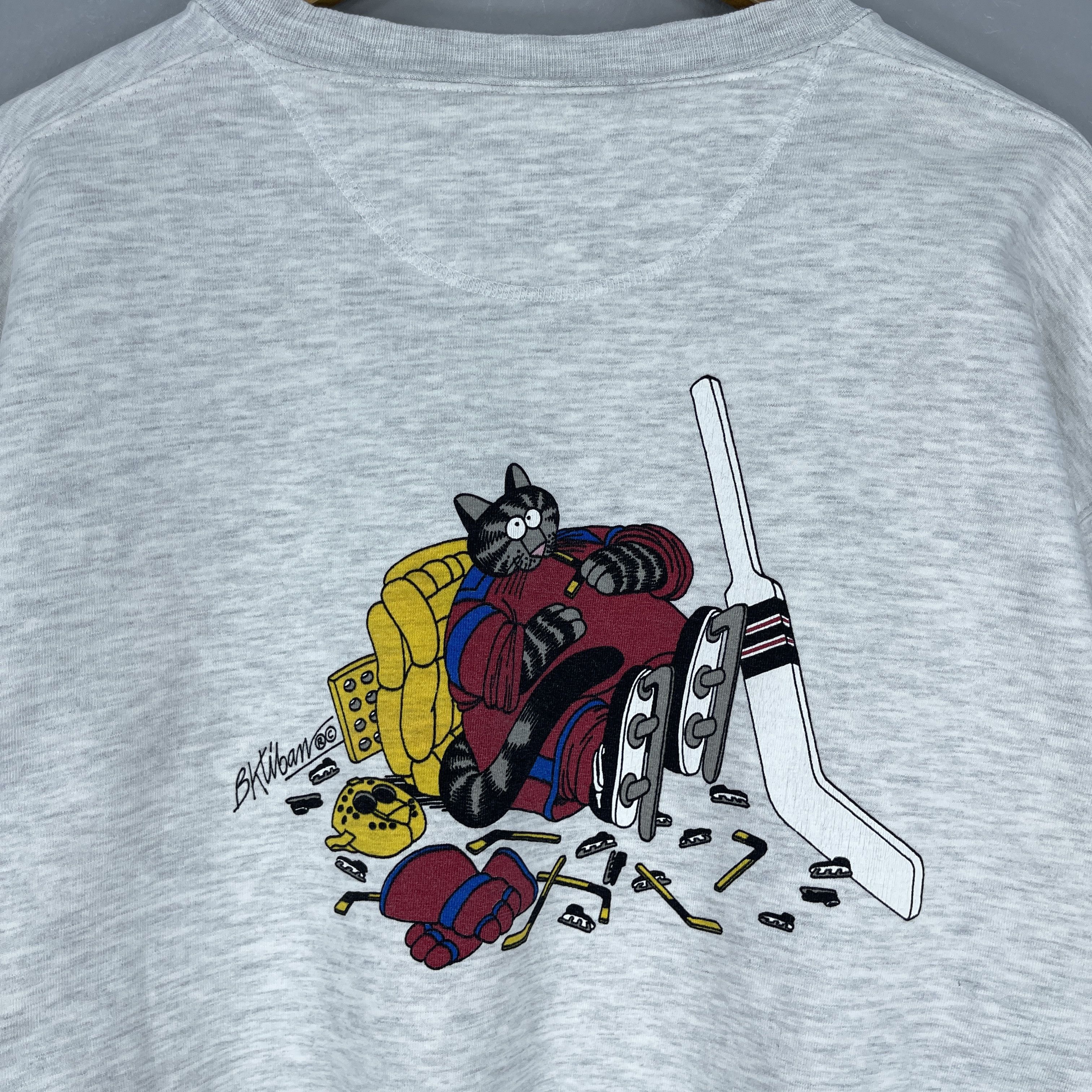 Vintage Vintage B Kliban Cat Playing Hockey Cartoon Sweatshirt Size US M / EU 48-50 / 2 - 9 Thumbnail