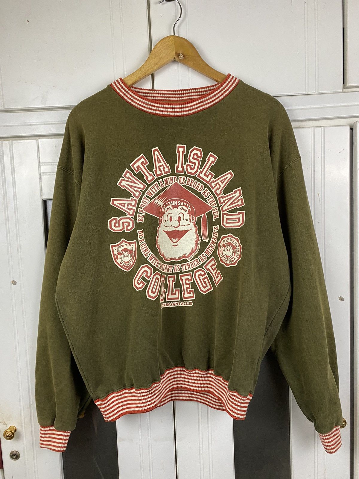 Vintage Vintage College Captain Santa Crewneck Green Rare Size US L / EU 52-54 / 3 - 1 Thumbnail