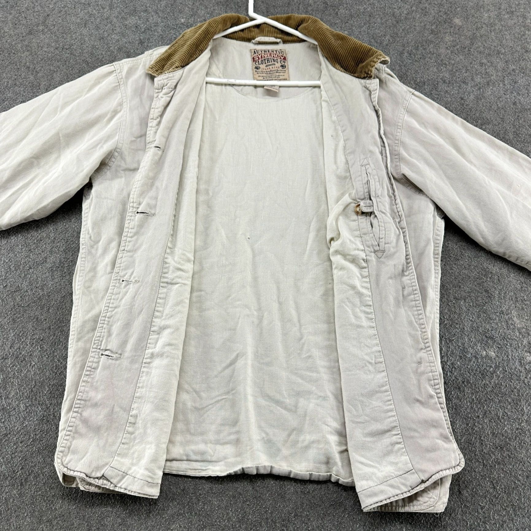 Vintage VINTAGE Synergy Jacket Women M Beige Canvas Pea Coat Oversized 90s Linen Lined Warm Winter Spring Fall Chore Barn Cotton Casual Mens Women Girls Boys Size M / US 6-8 / IT 42-44 - 2 Thumbnail