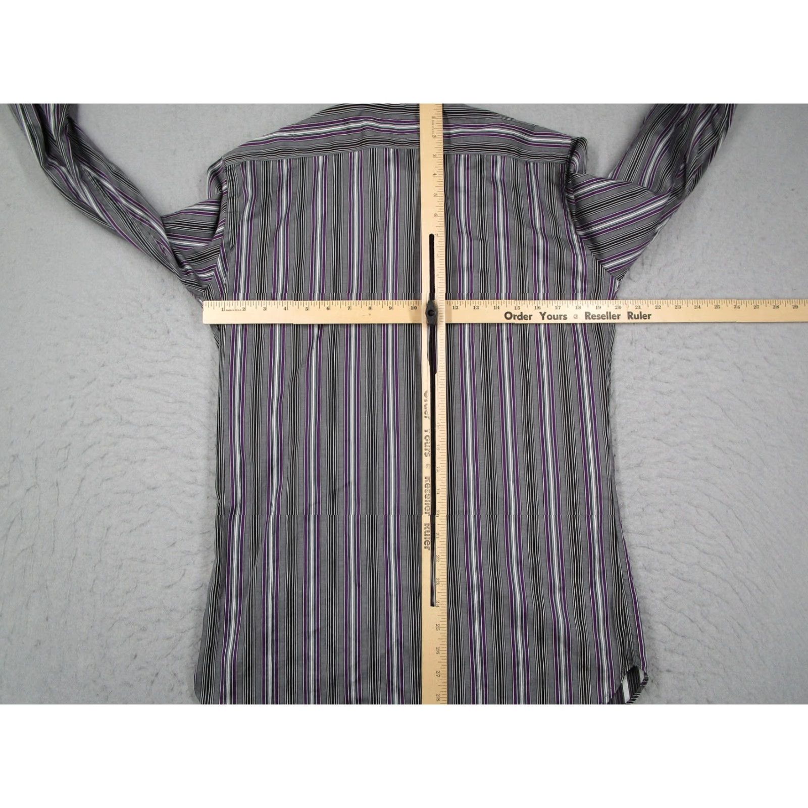 Etro ETRO Milano Dress Shirt Mens M Gray Purple Striped Long Sleeve Spread Collar Made in Italy Size US M / EU 48-50 / 2 - 5 Thumbnail