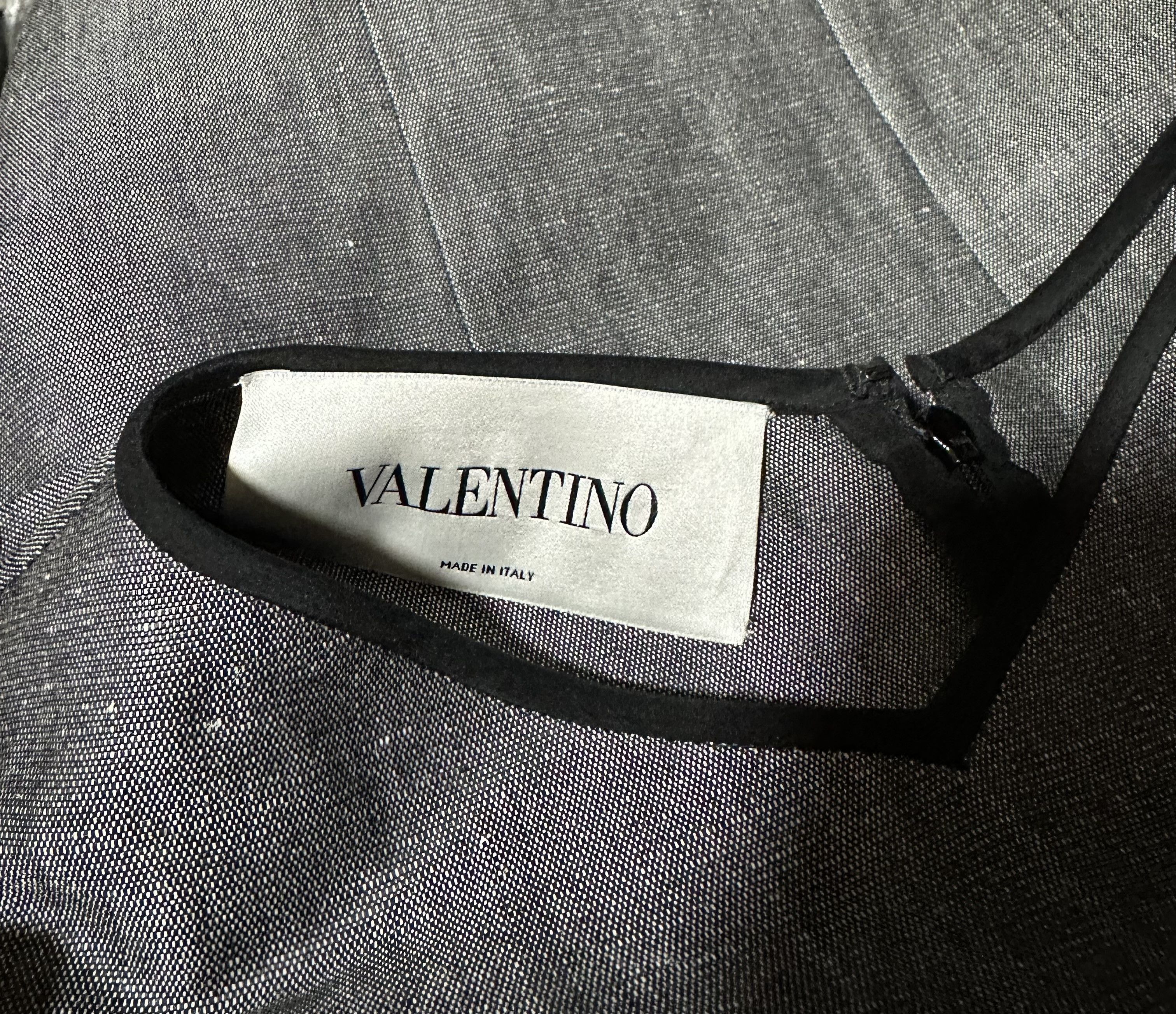 Valentino Grey Linen Suit Dress and Coat/Long Blazer Size XS / US 0-2 / IT 36-38 - 14 Thumbnail