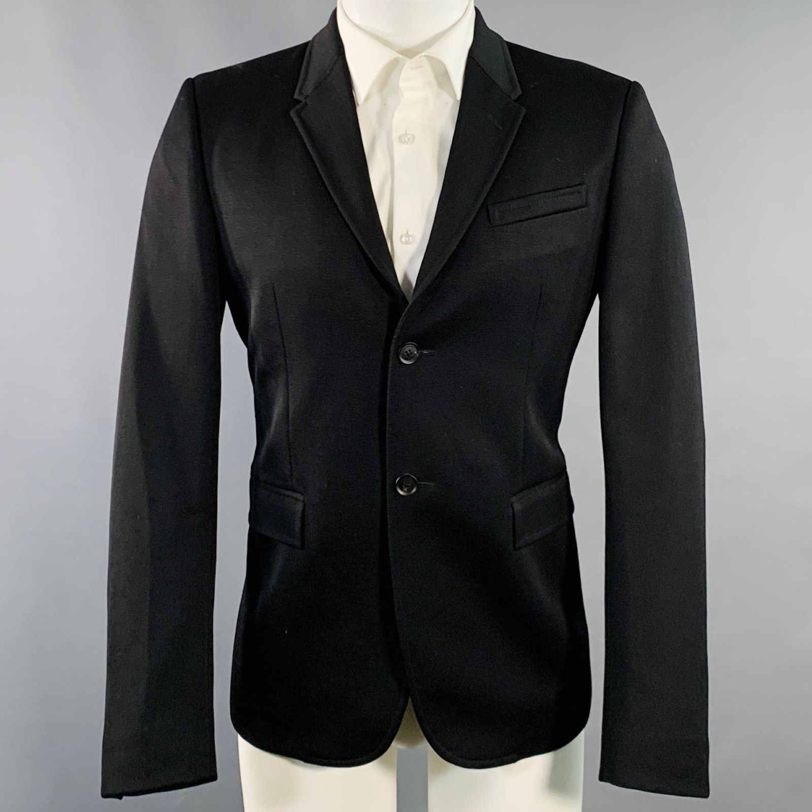 Burberry Prorsum BURERRY PRORSUM Black Wool Twill Notch Lapel Sport Coat Size 40R - 1 Thumbnail