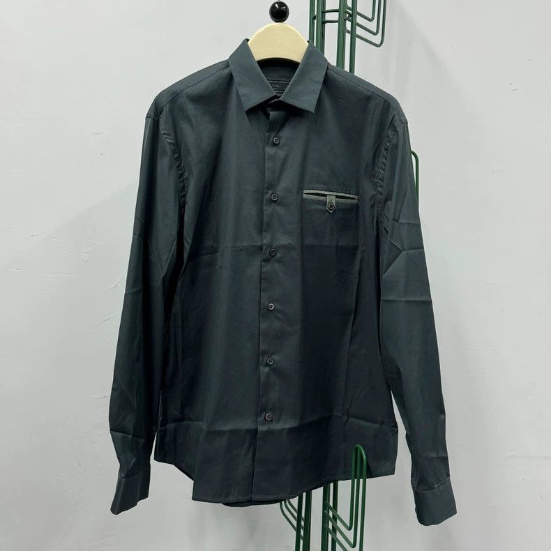 Prada Prada Solid Chest Pocket Long Sleeve Shirt - dmc Size US M / EU 48-50 / 2 - 1 Thumbnail