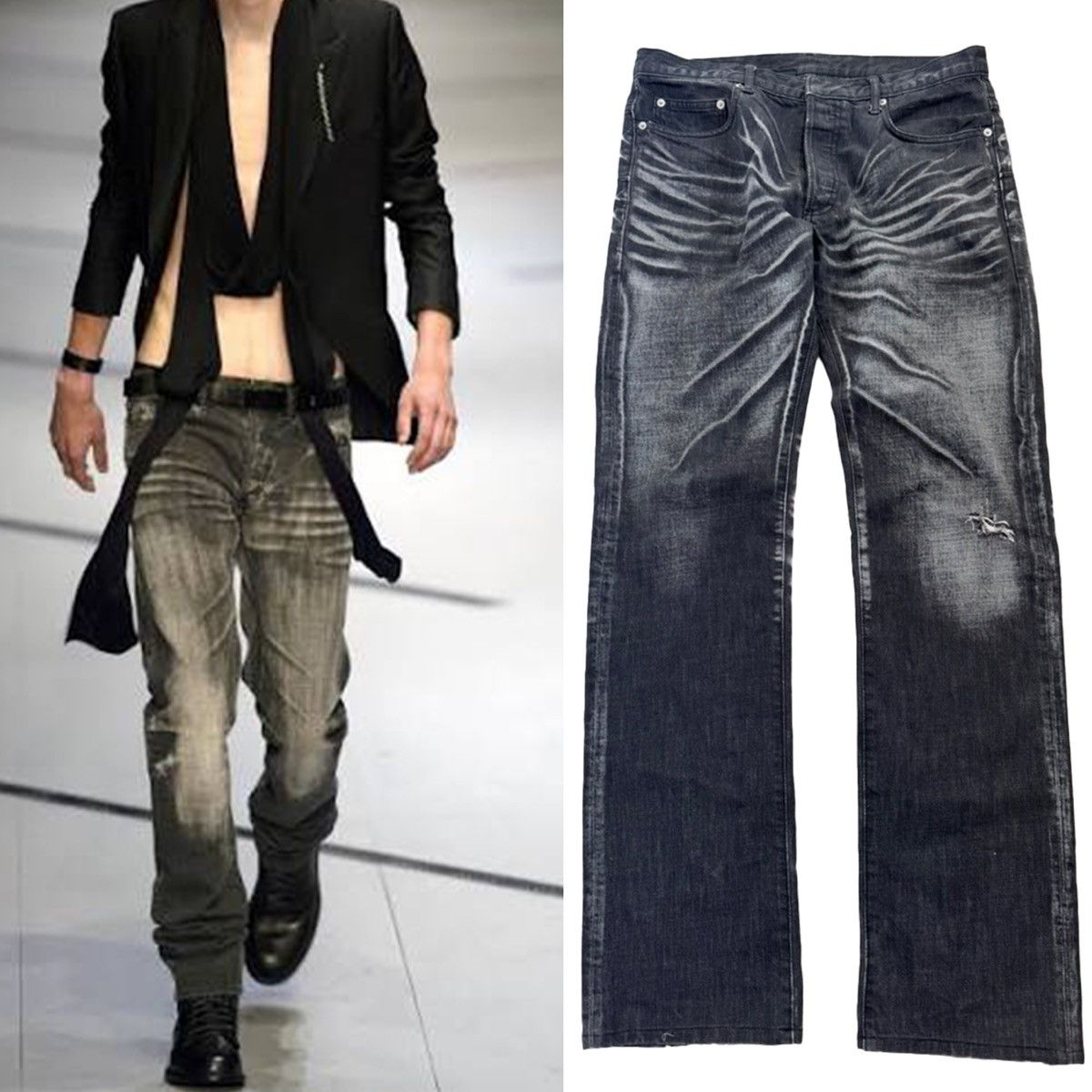 Dior × Hedi Slimane SS03 Dior Homme Follow Me Clawmark Faded Denim