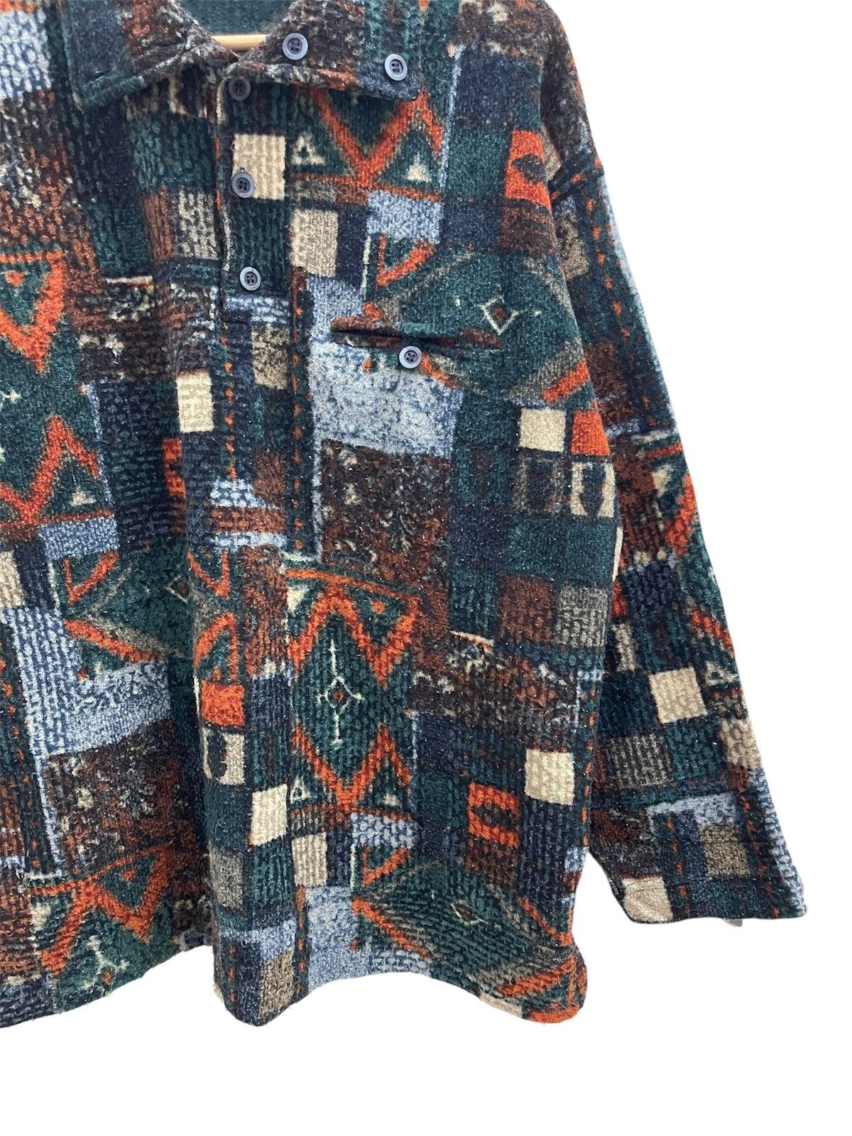 Japanese Brand Compass Half-Button Native Wool Shirts Size US XL / EU 56 / 4 - 4 Thumbnail