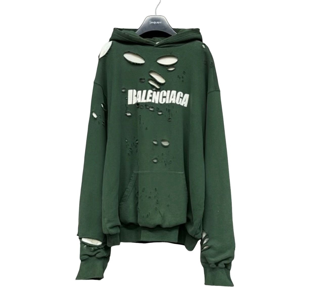 Balenciaga Balenciaga Distressed Logo Hoodie XXS Size US XXS / EU 40 - 1 Thumbnail