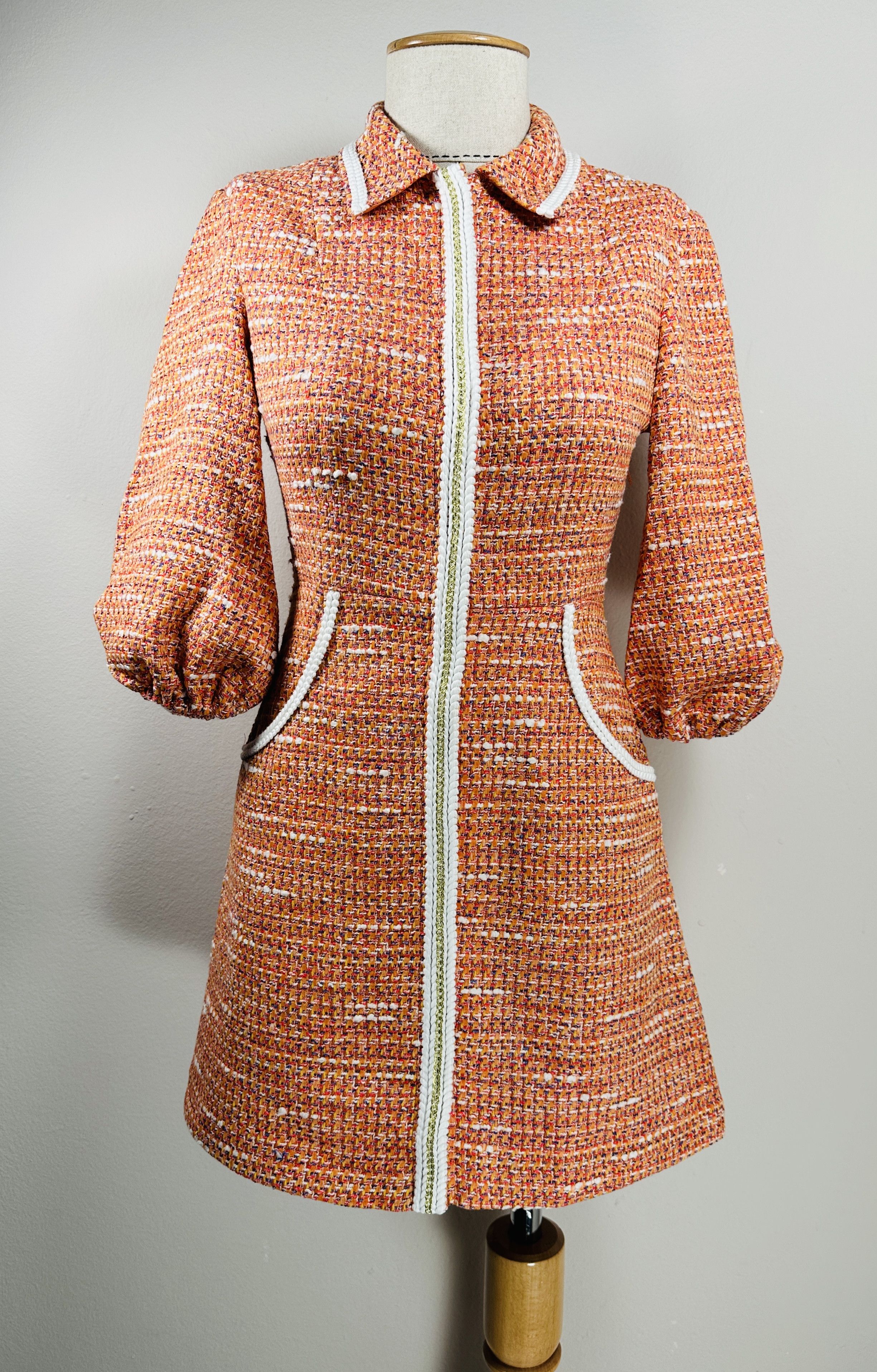 Tweed orange dress