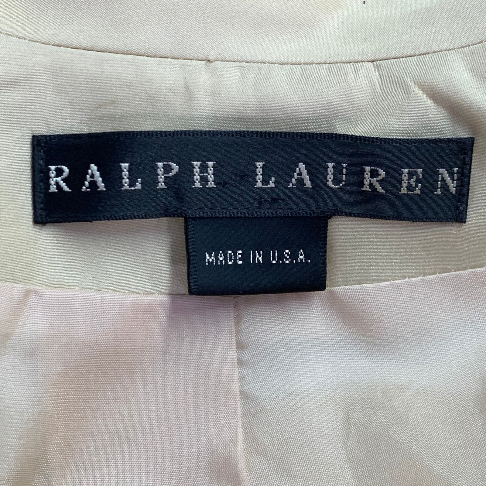 Ralph Lauren Size 6 Beige Acetate Silk Notch Lapel Jacket Blazer Size M / US 6-8 / IT 42-44 - 7 Thumbnail