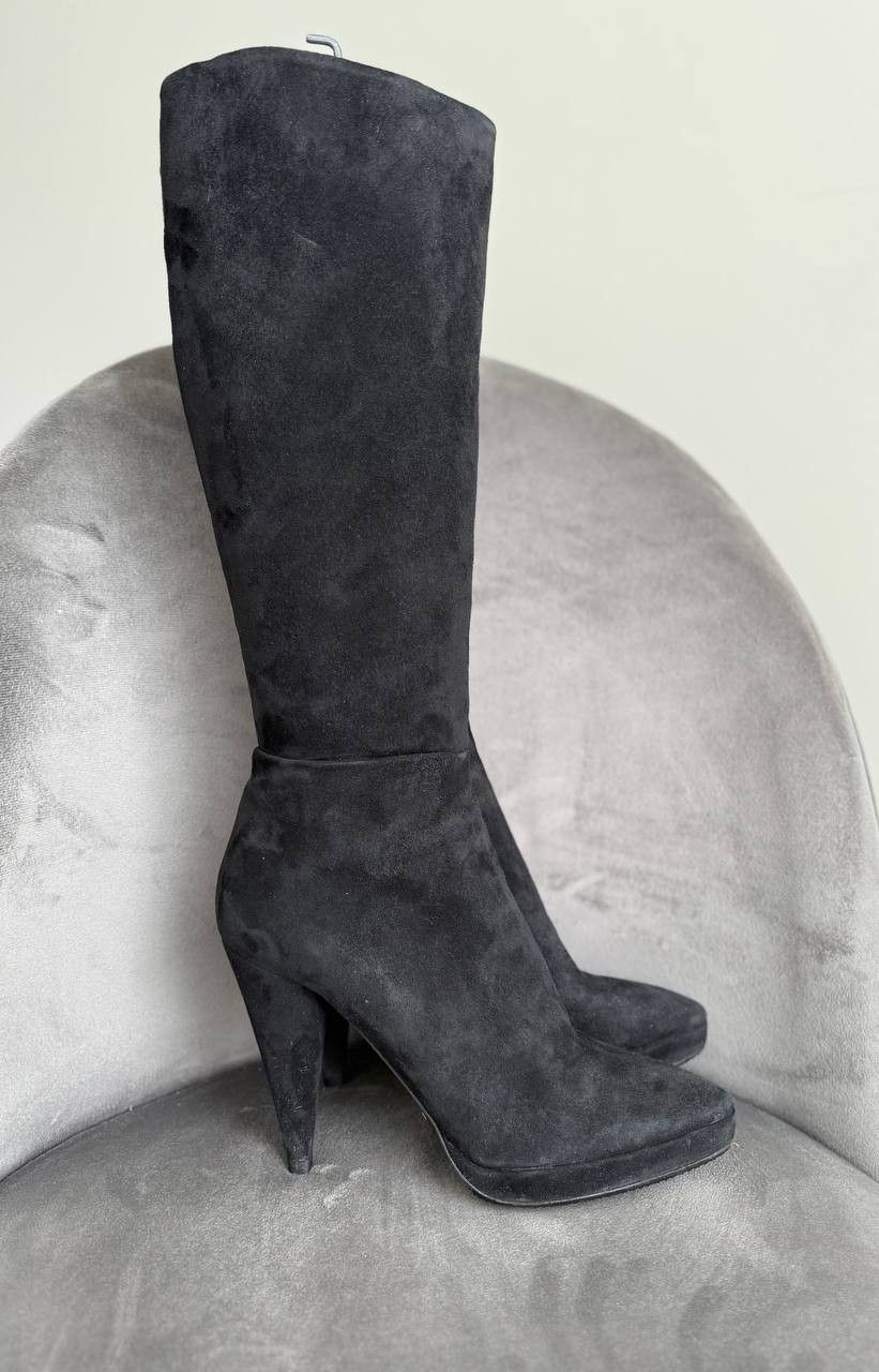 Prada Prada Suede Knee High Pointed Toe Heel Boot Vintage Women Size US 7 / IT 37 - 2 Thumbnail