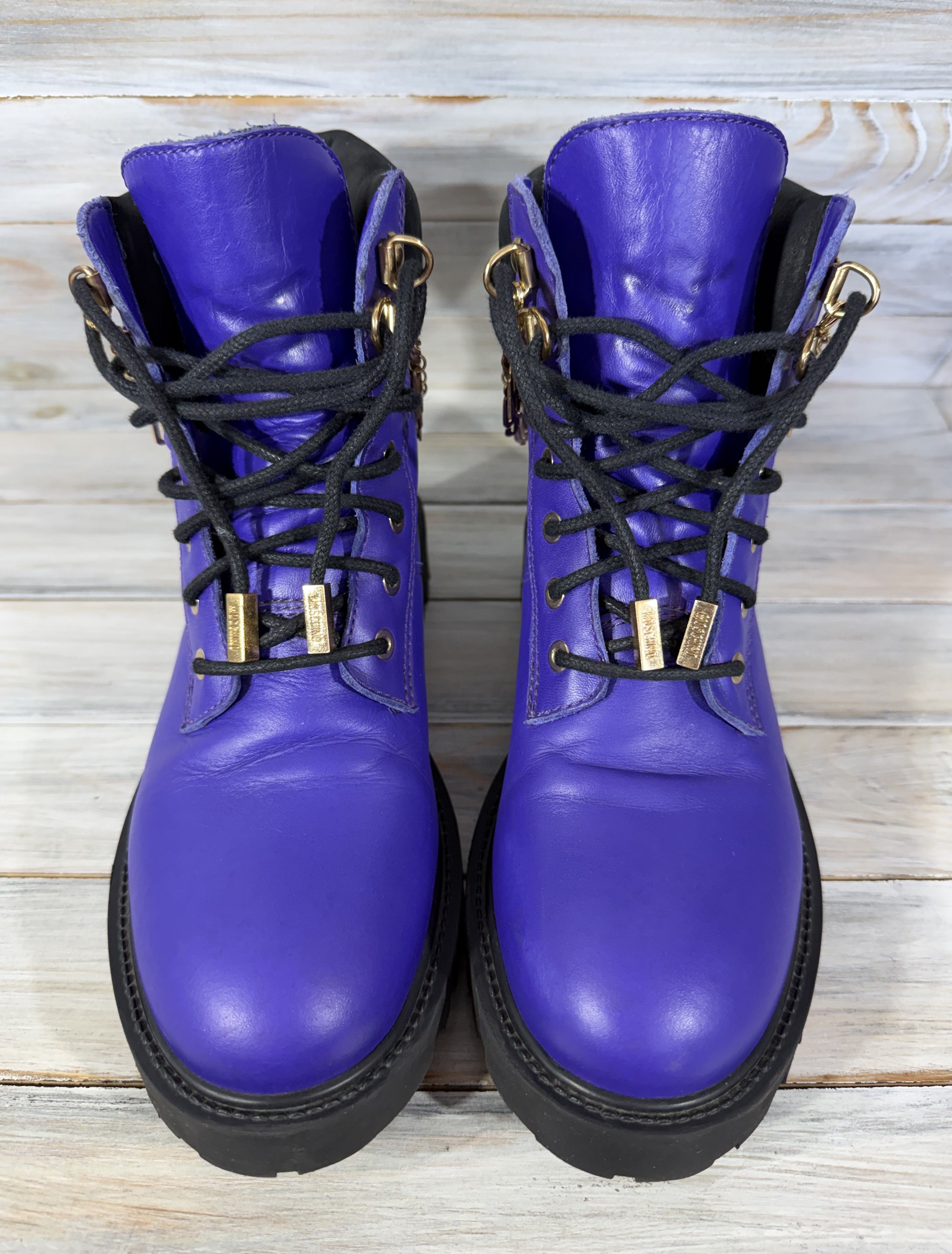 H&M × Moschino H&M x MOSCHINO Leather Boots Ankle Gold Chain LimitedEdition Size US 8 / IT 38 - 10 Thumbnail