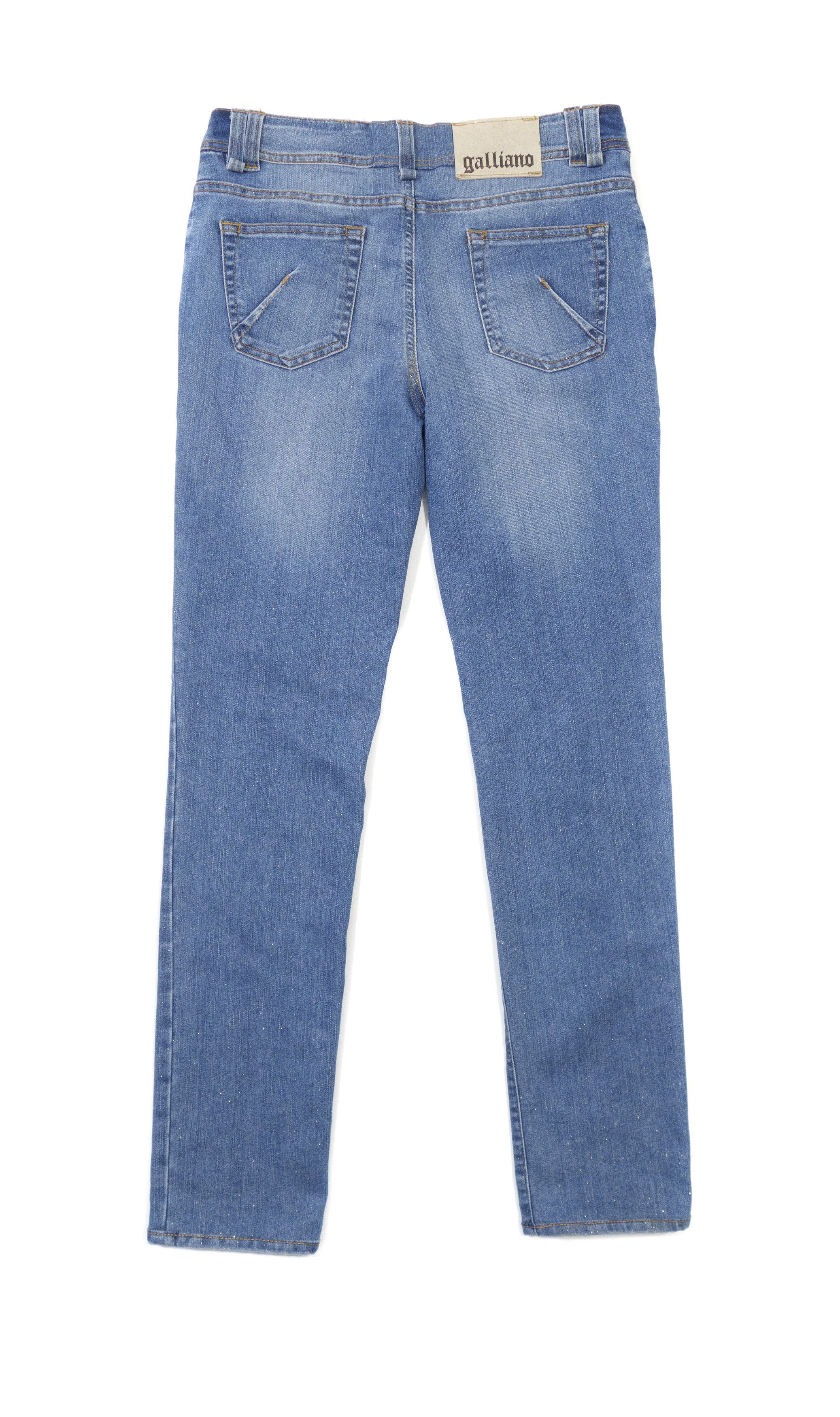 John Galliano Y2K Galliano Glitter Straight Leg Logo Patch Jeans Size 32" / US 10 / IT 46 - 2 Thumbnail
