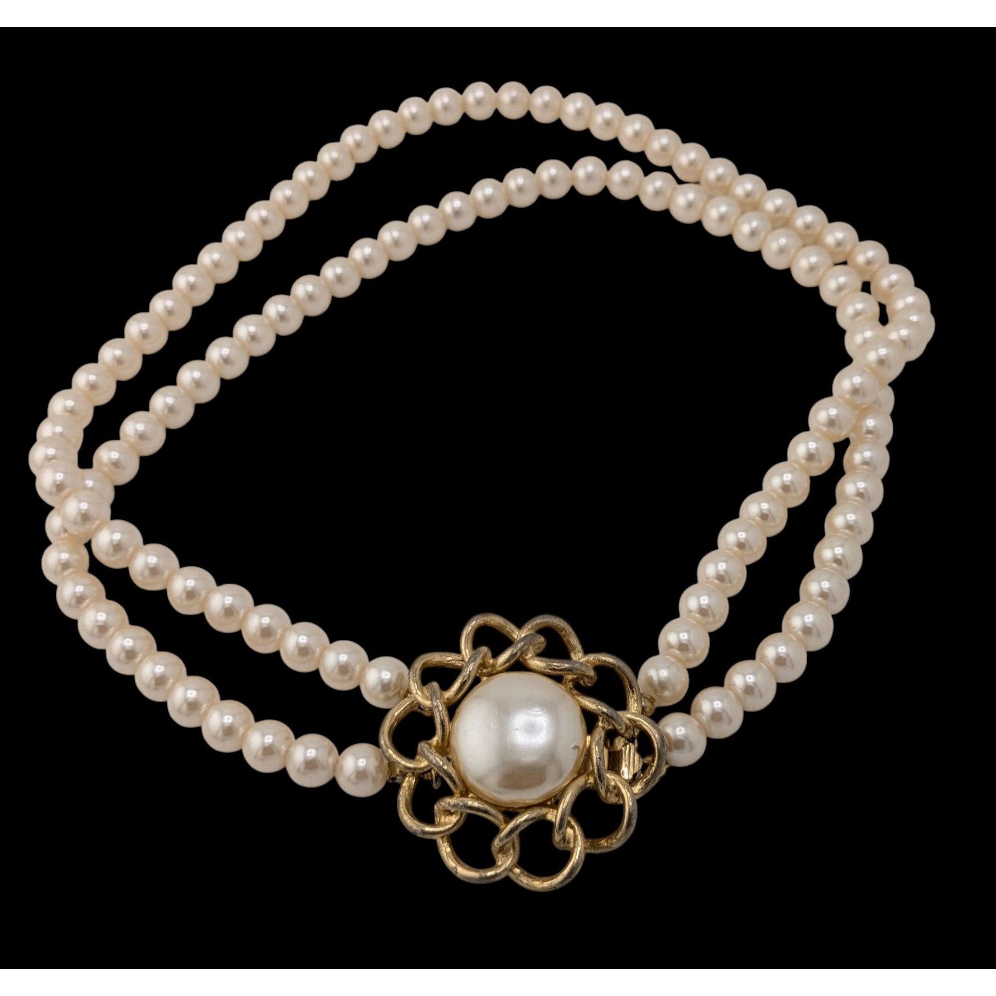 Other Vintage Midcentury Glam Double Strand Faux Pearl Necklace Wi Size ONE SIZE - 2 Thumbnail