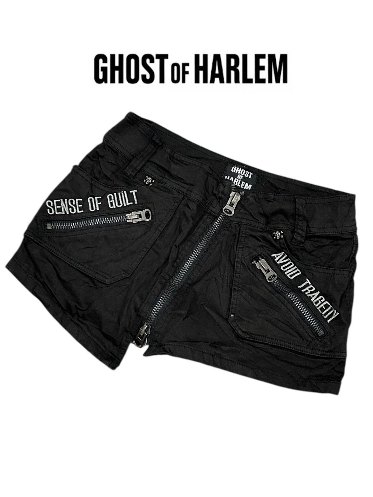 Japanese Brand Ghost Of Harlem Skull Studed Double Zipper Gothic Short Pant Size 26" / US 2 / IT 38 - 1 Thumbnail