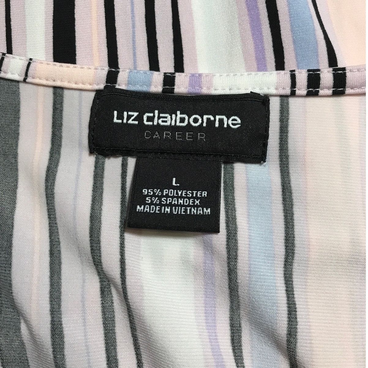 Liz Claiborne Liz Claiborne Career Scoop Striped Sleeveless Blouse L Size L / US 10 / IT 46 - 3 Thumbnail