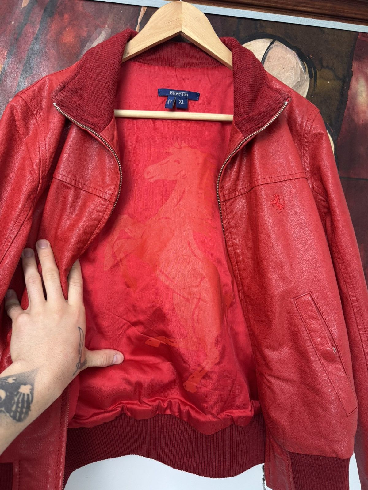 Ferrari Rare Vintage Ferrari Leather Jacket Y2k Hype Racing Formula1 Size US S / EU 44-46 / 1 - 4 Thumbnail