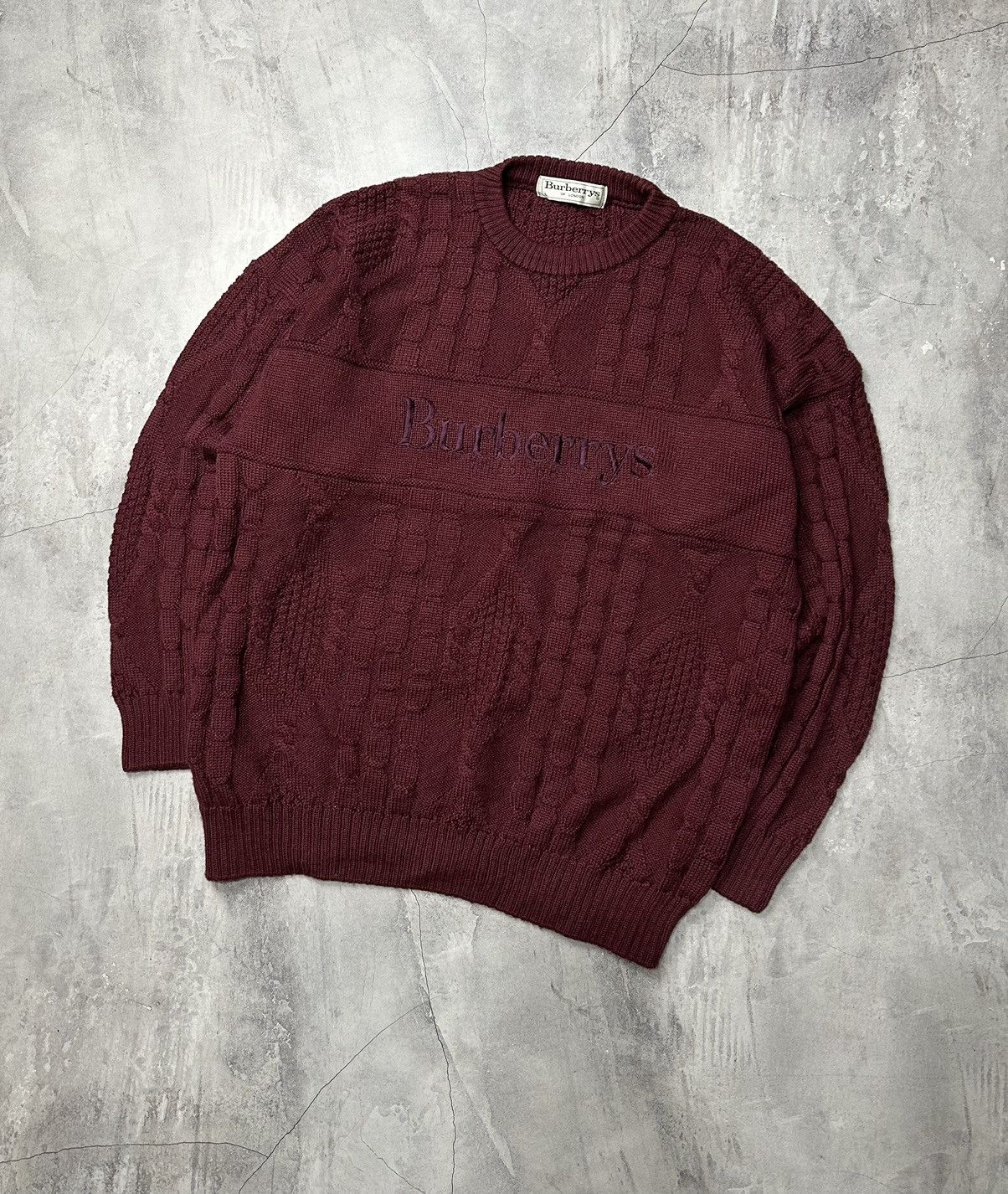 Burberry × Vintage VINTAGE 90s BURBERRY BIG LOGO KNIT SWEATER Size US L / EU 52-54 / 3 - 1 Thumbnail