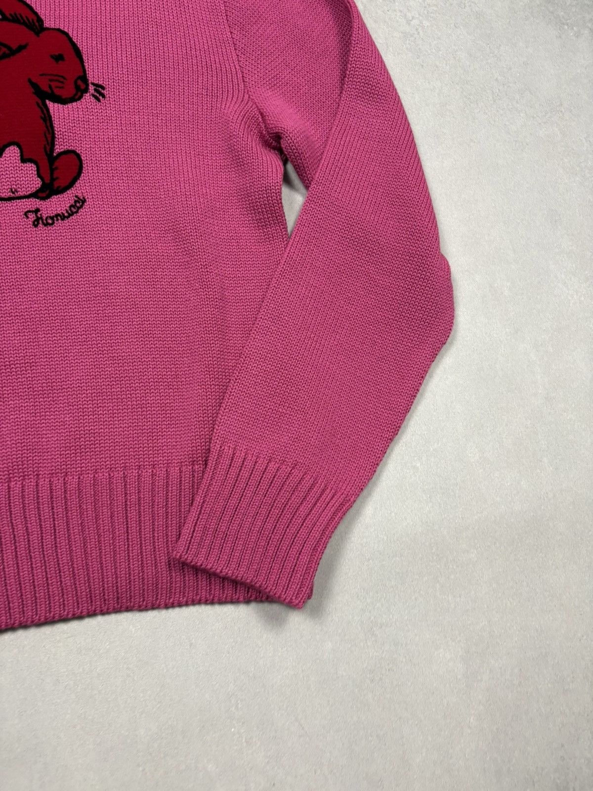 Fiorucci Fiorucci Pink Bunny Knit Sweater Wool Blend V Neck XL Y2K Size XL / US 12-14 / IT 48-50 - 6 Thumbnail