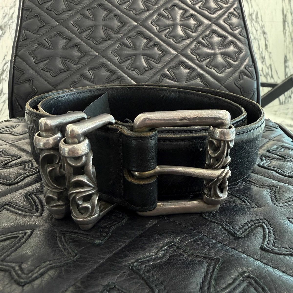 Chrome Hearts 30inch Chrome Hearts Roller Leather Belt 1.5 Size ONE SIZE - 2 Thumbnail