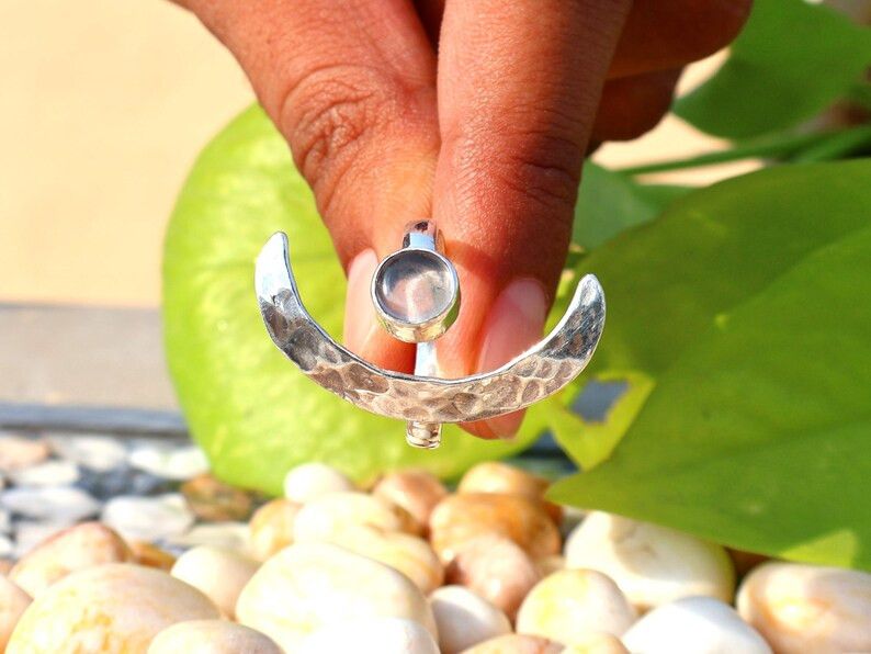Handmade Crystal Quartz Ring, 925 Silver Ring, Handmade Open Jewelry, Size ONE SIZE - 5 Thumbnail