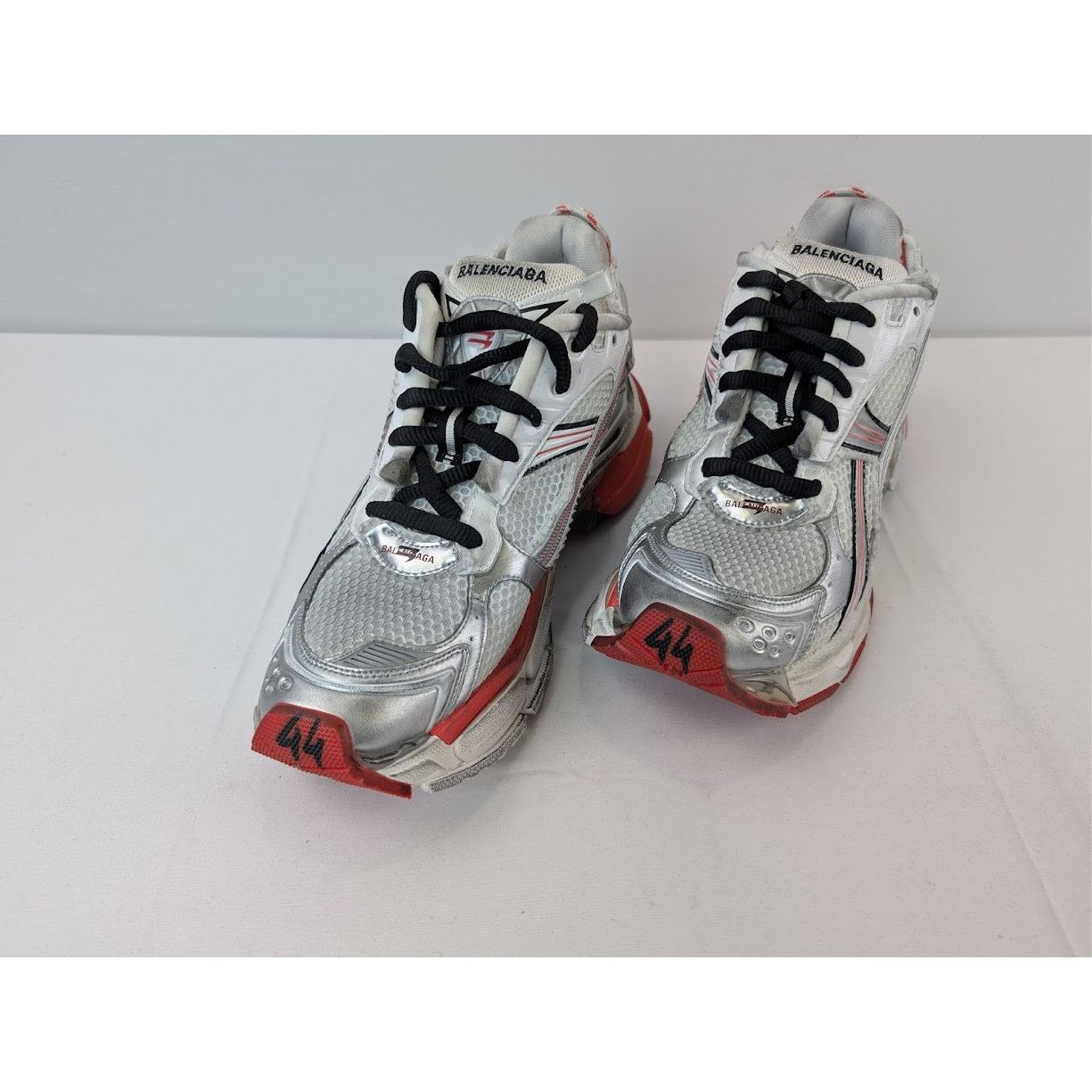 Balenciaga o1rshd1 Mesh Rubber Runners in White/Red/Black Size US 11 / EU 44 - 8 Thumbnail