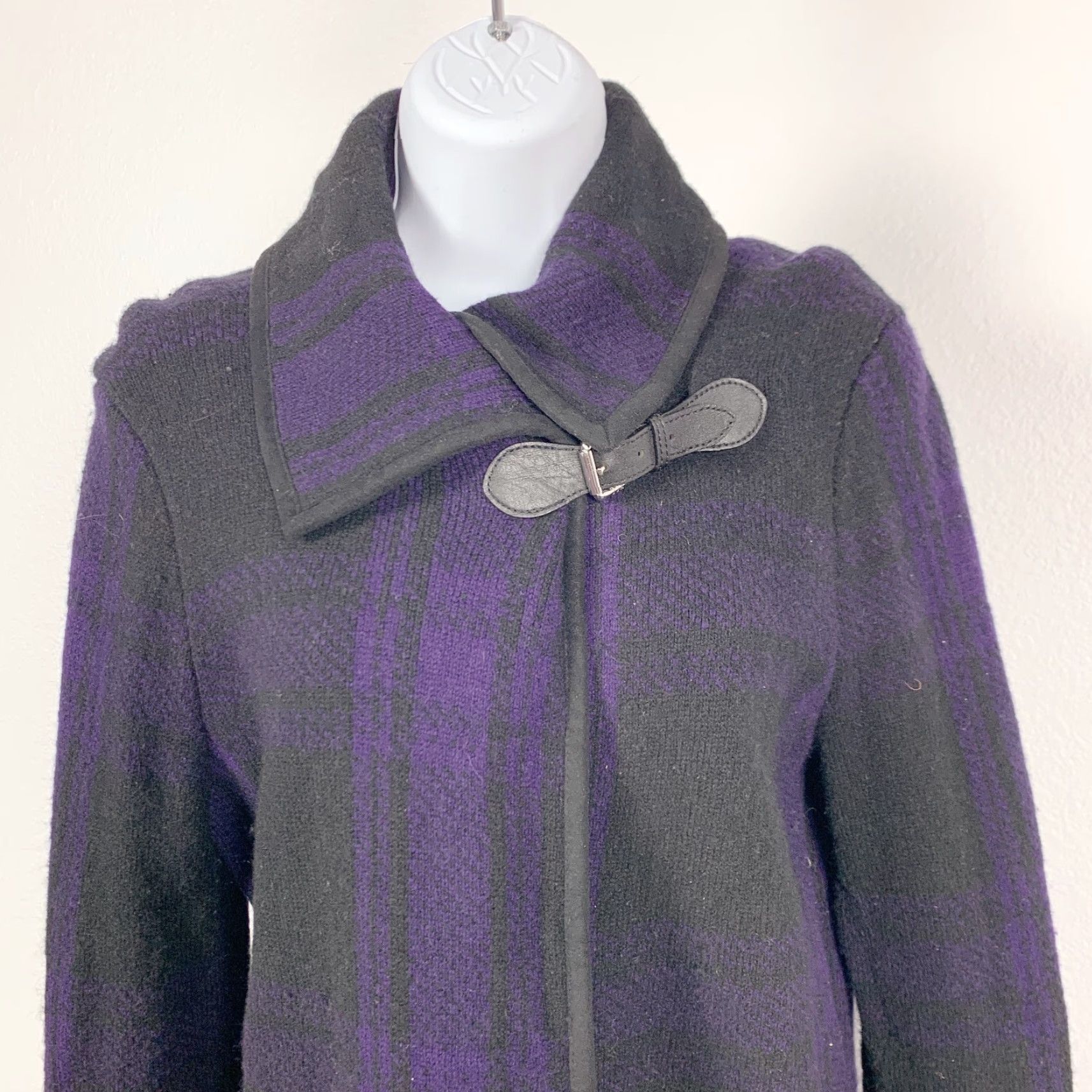 Ralph Lauren Lauren Ralph Lauren Black Purple Plaid Cardigan Lambswool Medium Size M / US 6-8 / IT 42-44 - 2 Thumbnail
