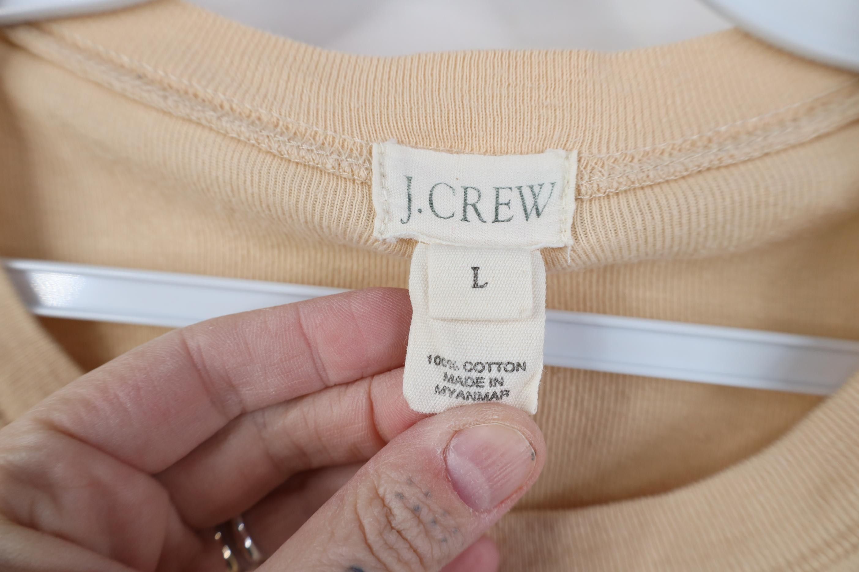 J.Crew Vintage 90s J Crew Cotton Thermal Ribbed Knit T-Shirt Beige Size L / US 10 / IT 46 - 4 Thumbnail