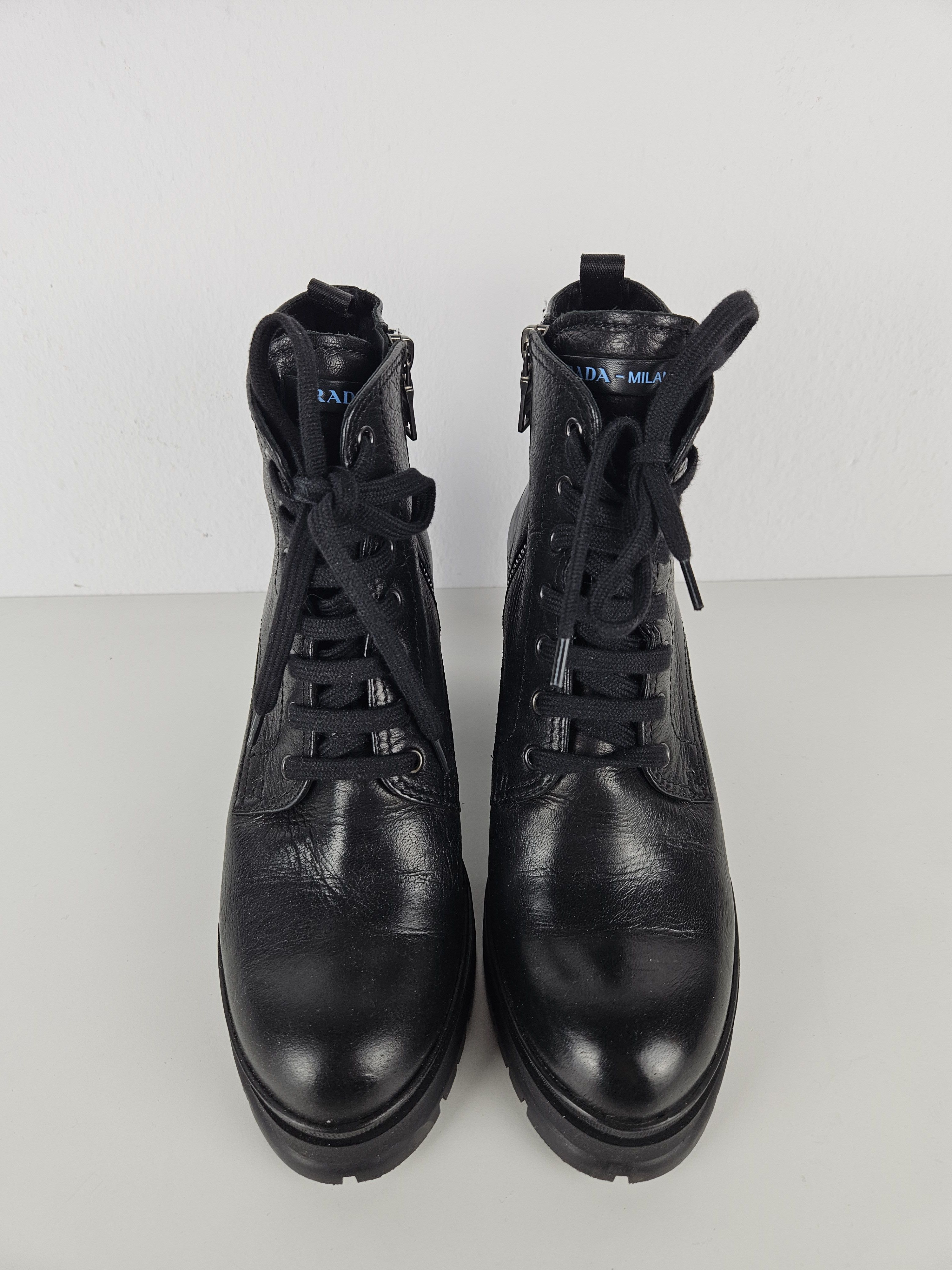 Prada Prada lace up block heel notched sole ankle boots Size US 8.5 / IT 38.5 - 17 Thumbnail