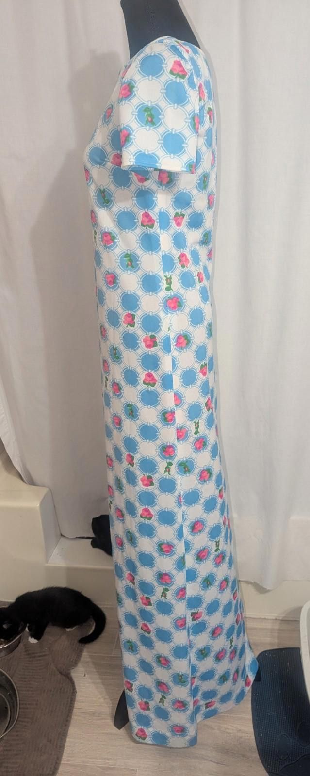Handmade VTG 60s Handmade GoGo Mod Rose Print Maxi Dress Size XS / US 0-2 / IT 36-38 - 2 Thumbnail