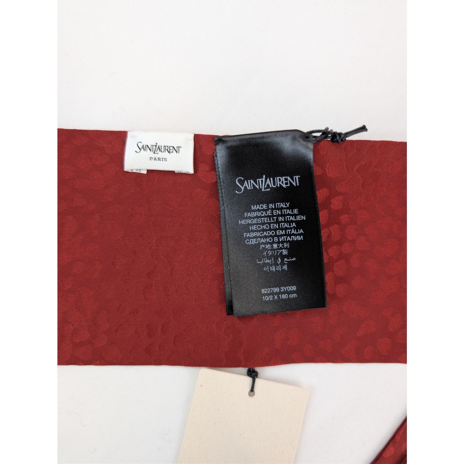 Saint Laurent Paris o1rshd1 Size: OS / Lavalliere Leopard Satin Scarf in Red Size ONE SIZE - 14 Thumbnail