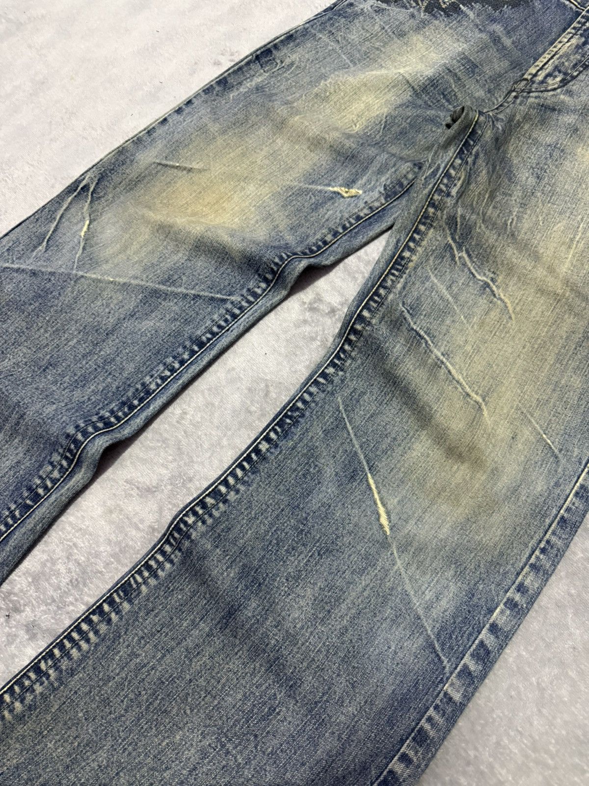 Japanese Brand Hang Ten Tribal Pocket Mud Wash Wide Leg Flared Jeans Size US 30 / EU 46 - 7 Thumbnail