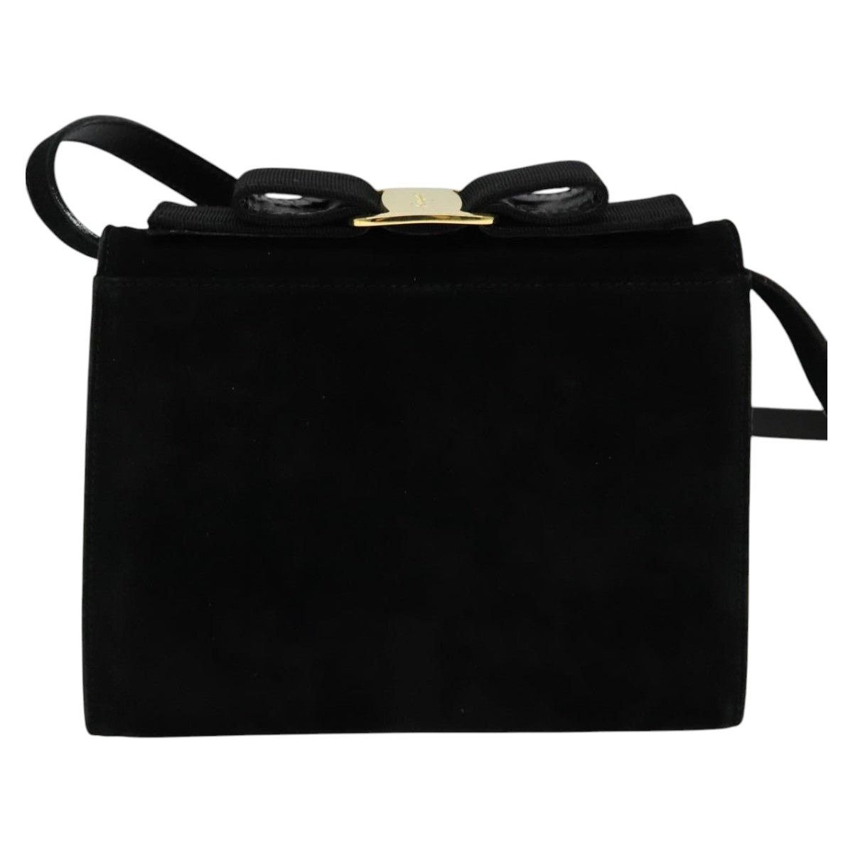 Salvatore Ferragamo Salvatore Ferragamo Vala Shoulder Bag Suede Black Gold Size ONE SIZE - 2 Thumbnail