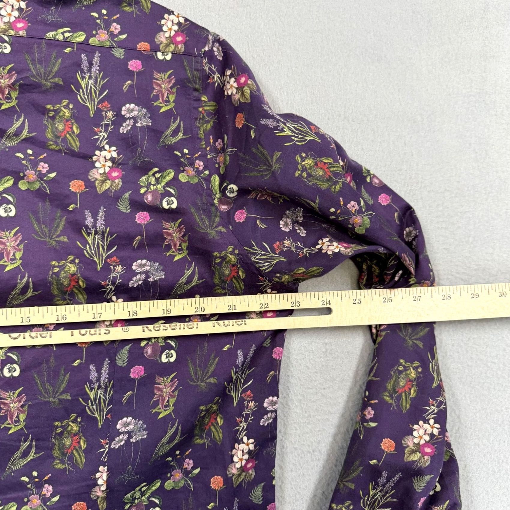 Simon Carter Simon Carter Shirt Mens 42 Purple Floral Long Sleeve Button Up Slim Fit Casual Size US XL / EU 56 / 4 - 7 Thumbnail