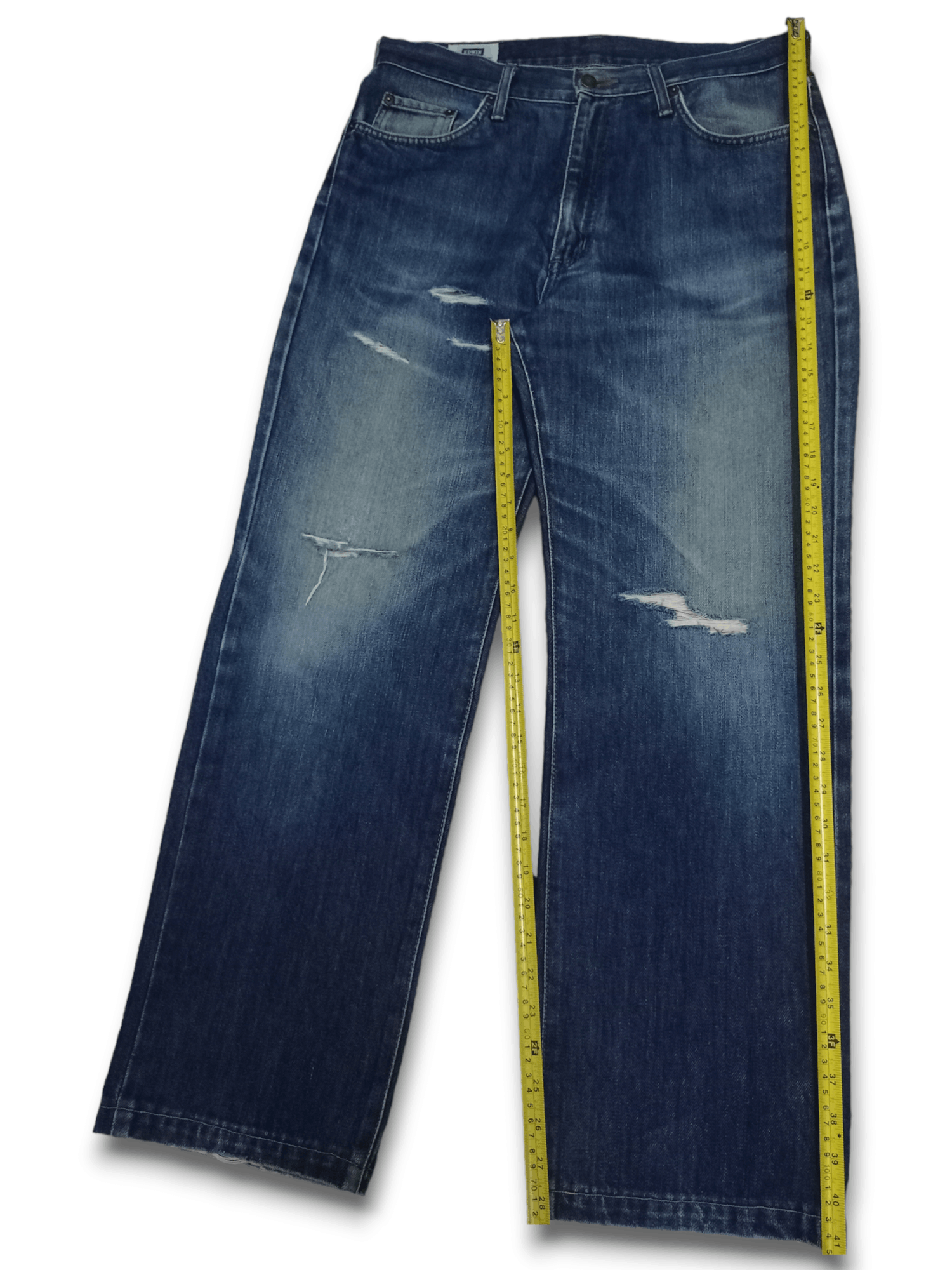 Edwin × Japanese Brand Vintage Edwin Japan Blue Wash Distressed Baggy Jeans 34x29 Size US 34 / EU 50 - 10 Thumbnail